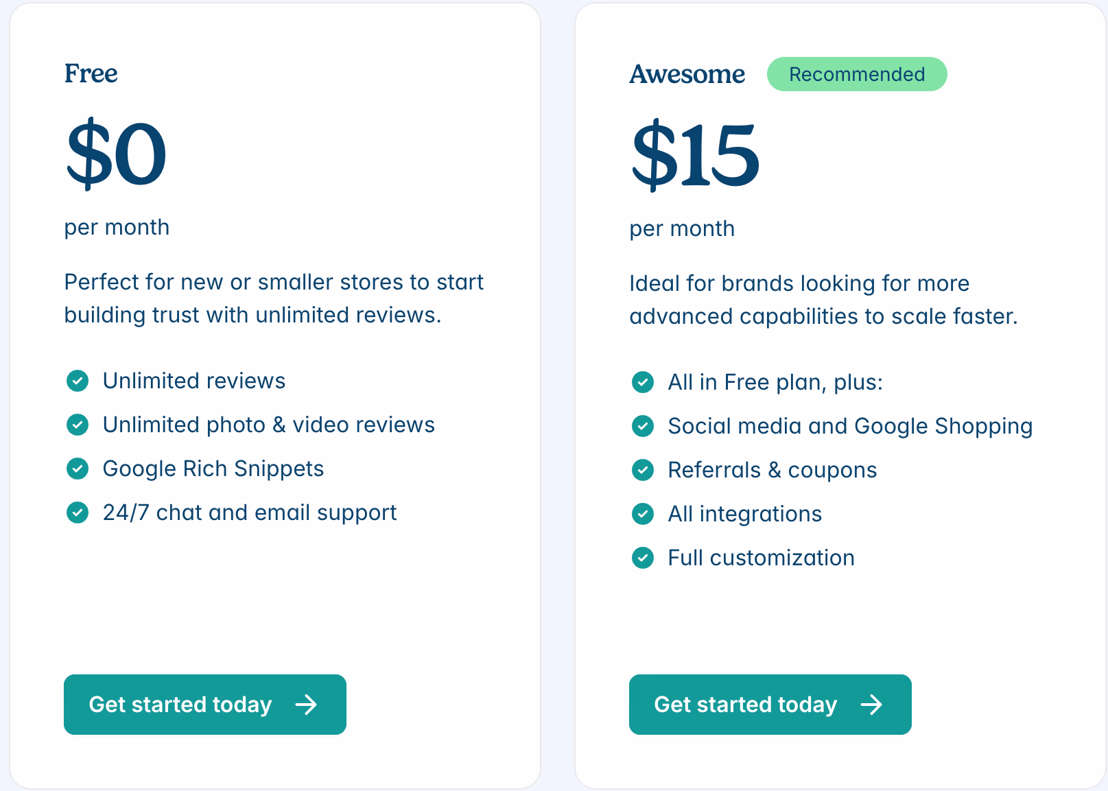 Pricing Plans Comparison