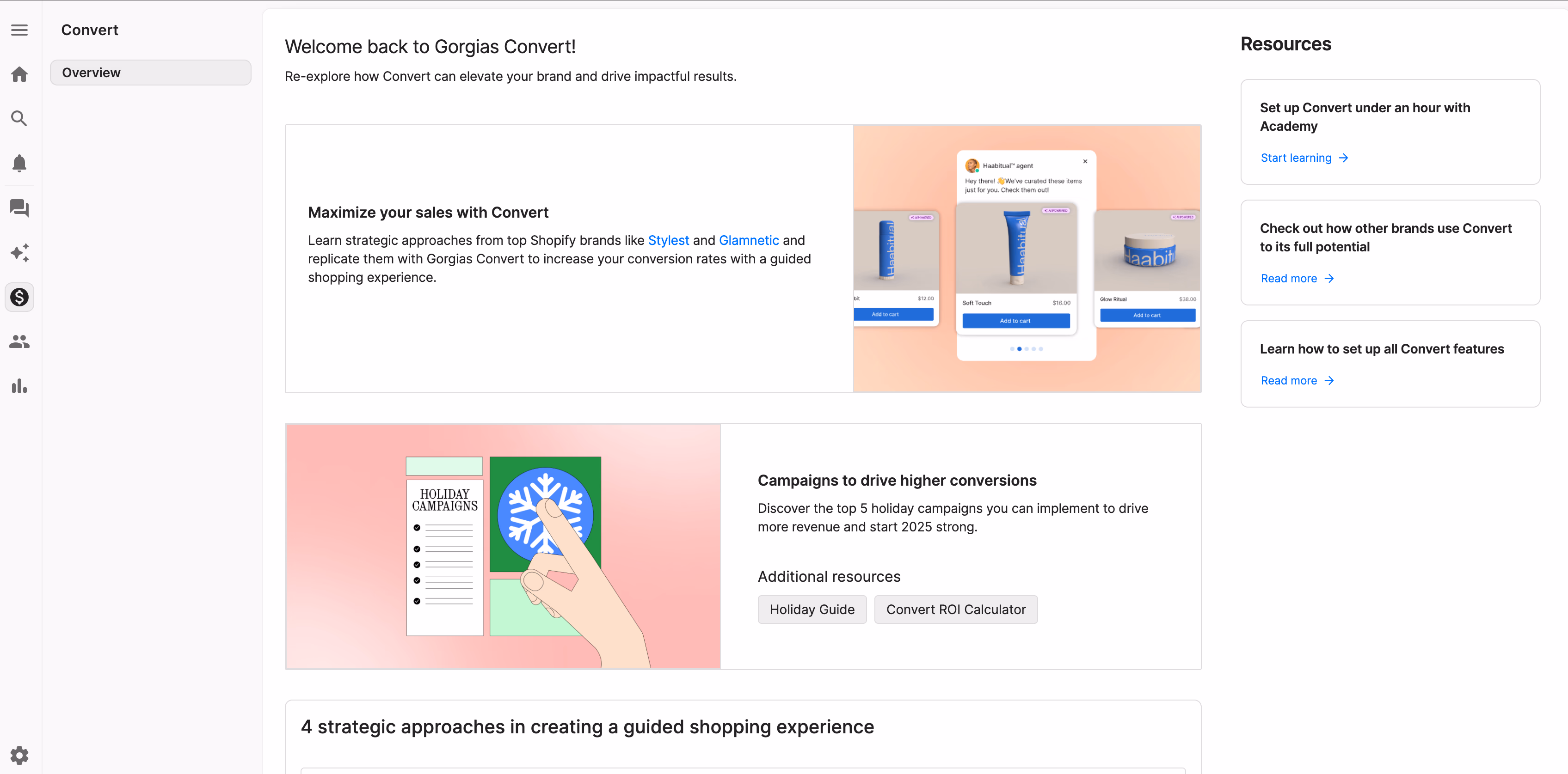 Gorgias Convert Dashboard Overview