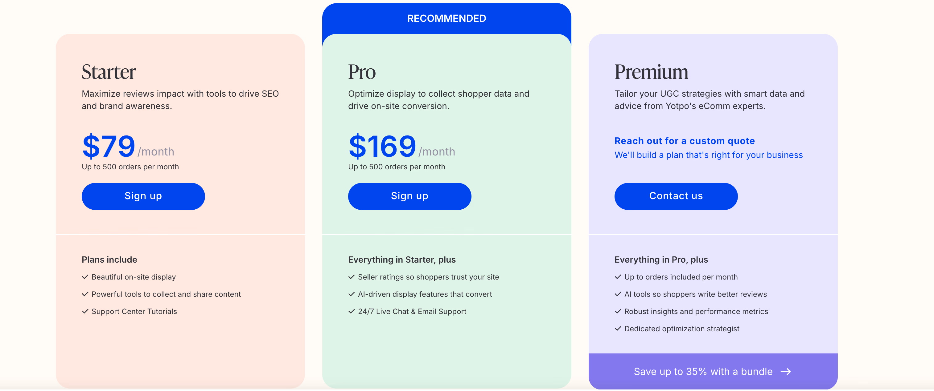 Pricing Plans Starter Pro Premium