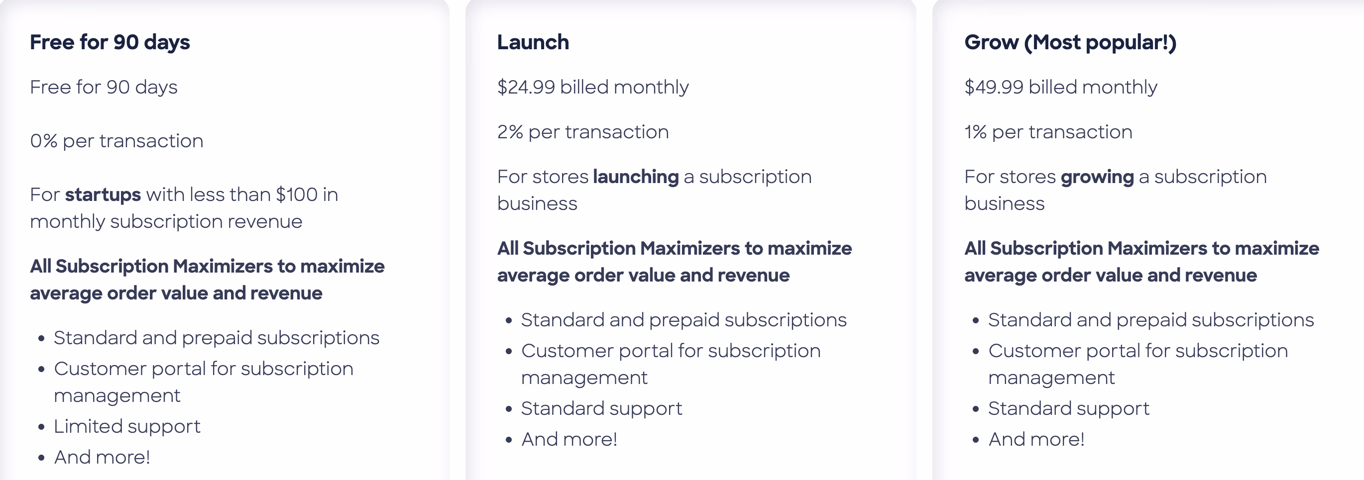 Pricing Plan Comparison Chart