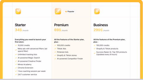 Pricing Plans Starter Premium Business