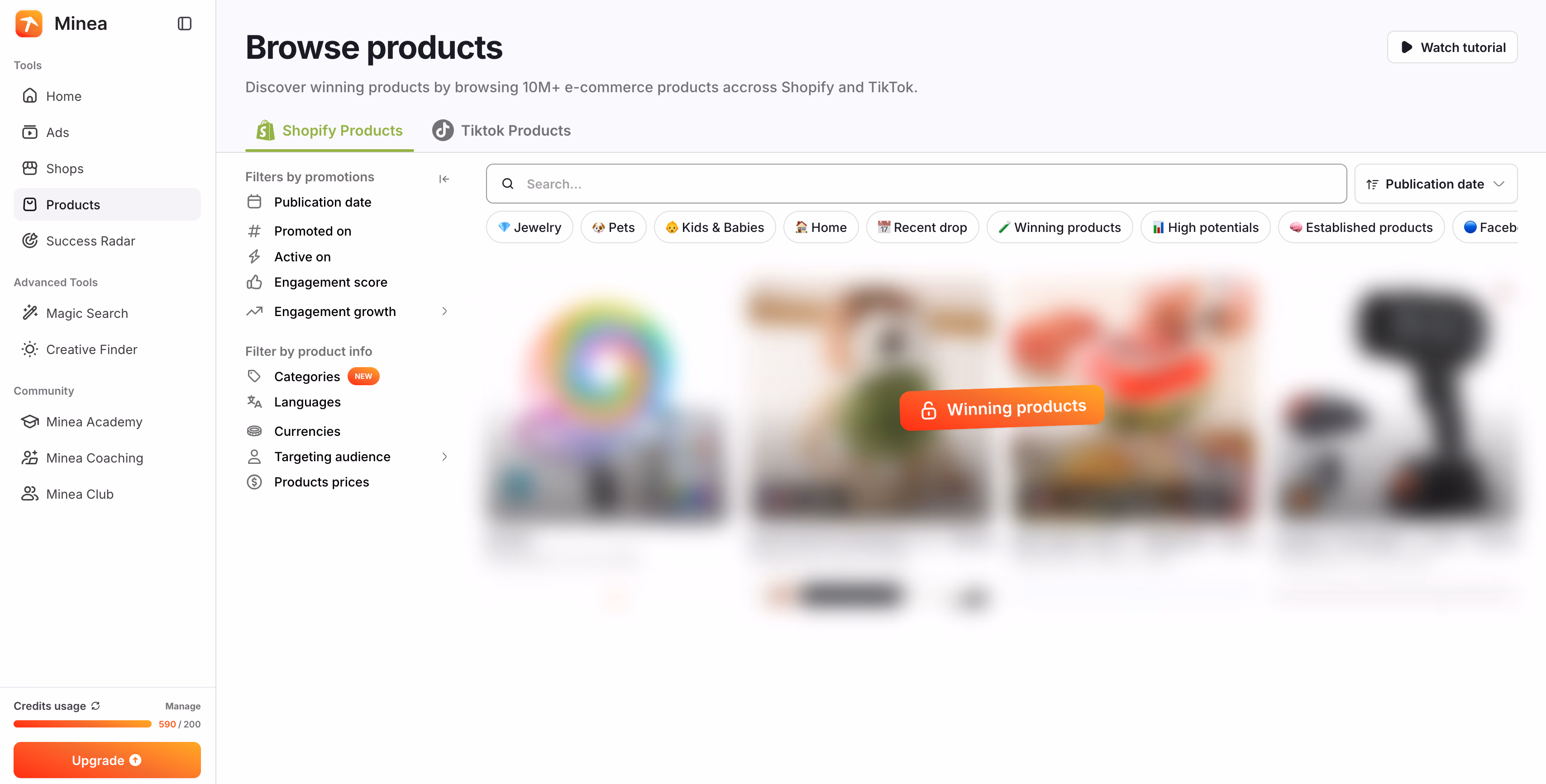 Shopify Products Browse Page