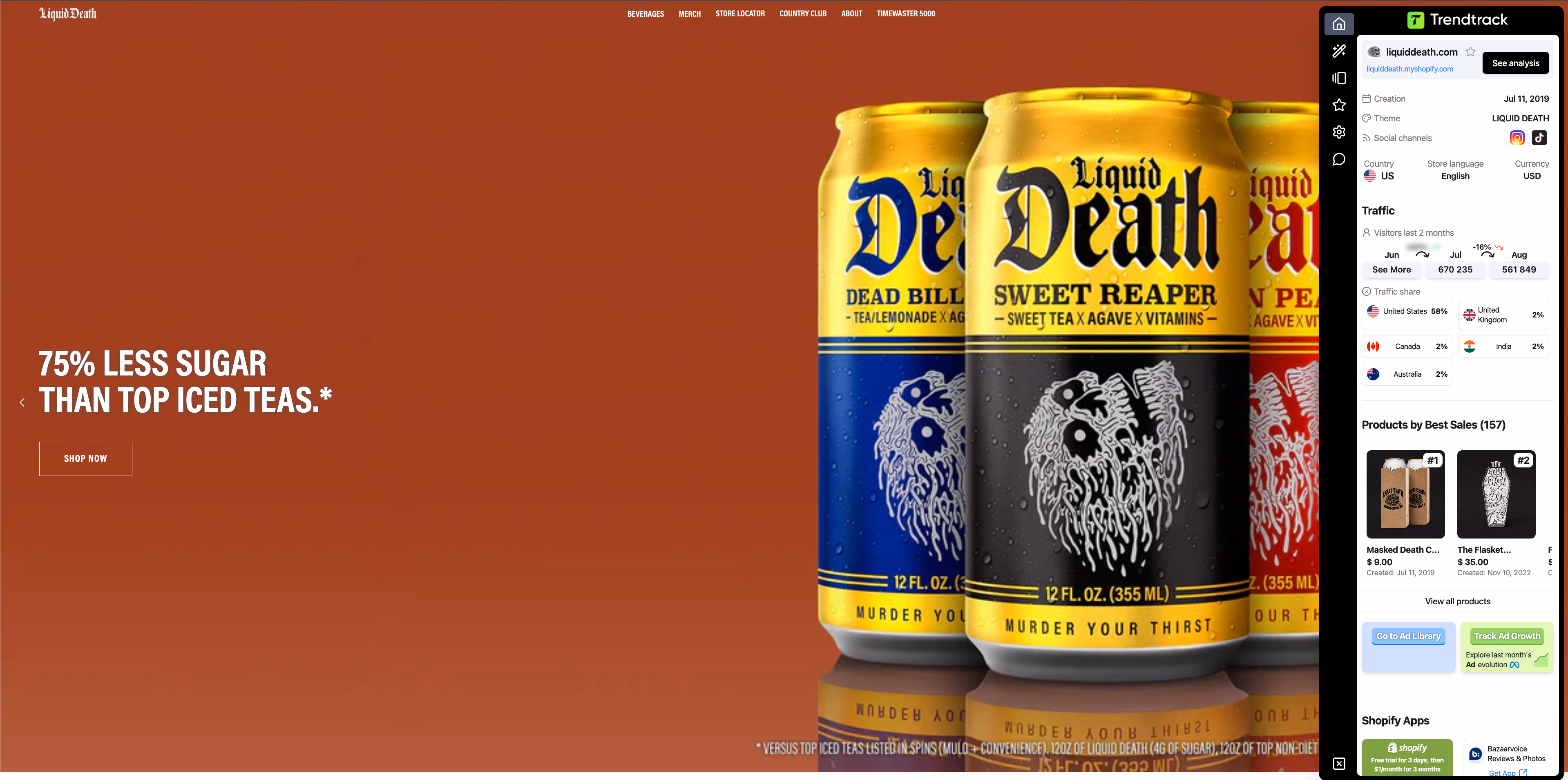 Liquid Death Tea Cans