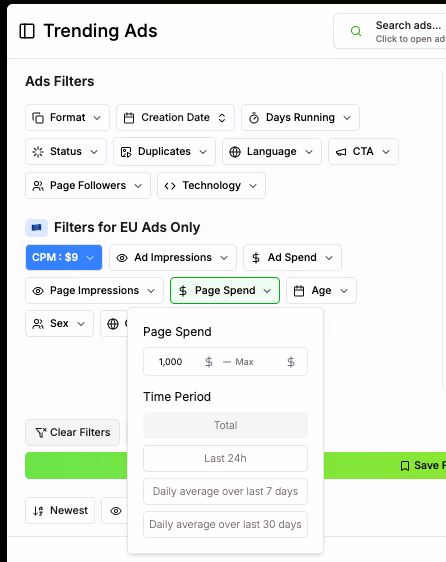 Ads Filters Ui Example