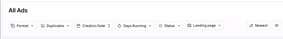 All Ads Filter Options