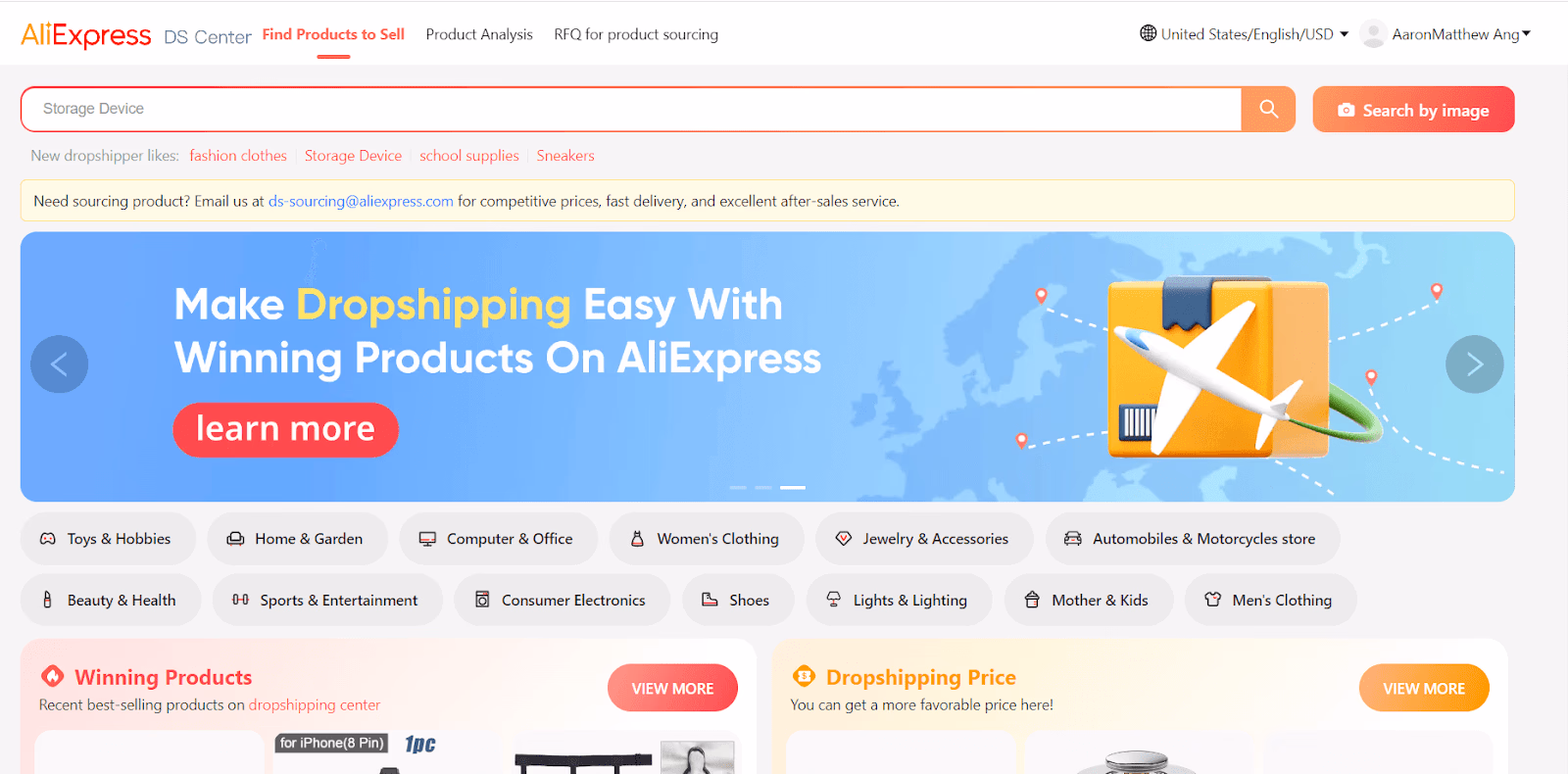 Aliexpress Dropshipping Website Screenshot