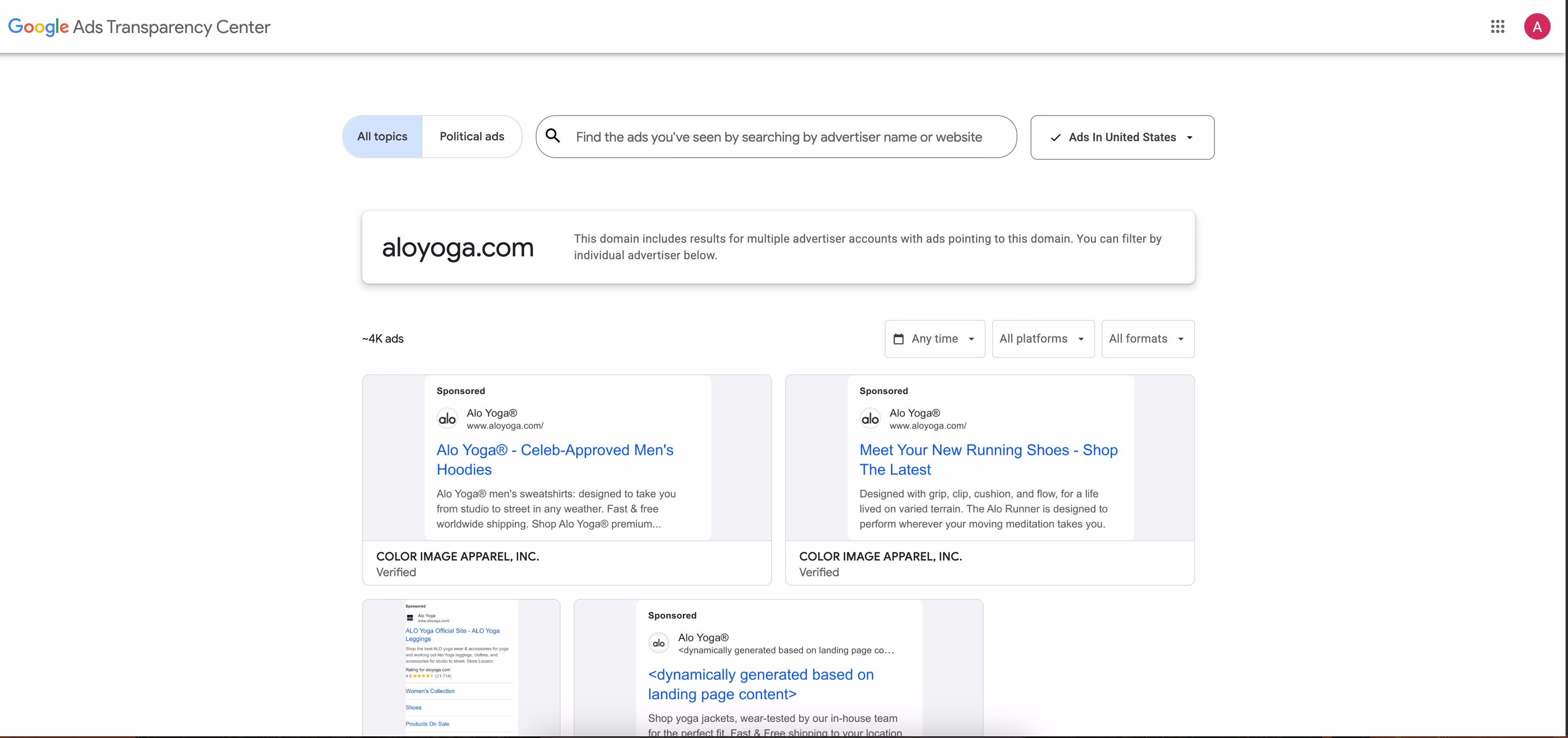 Google Ads Transparency Center