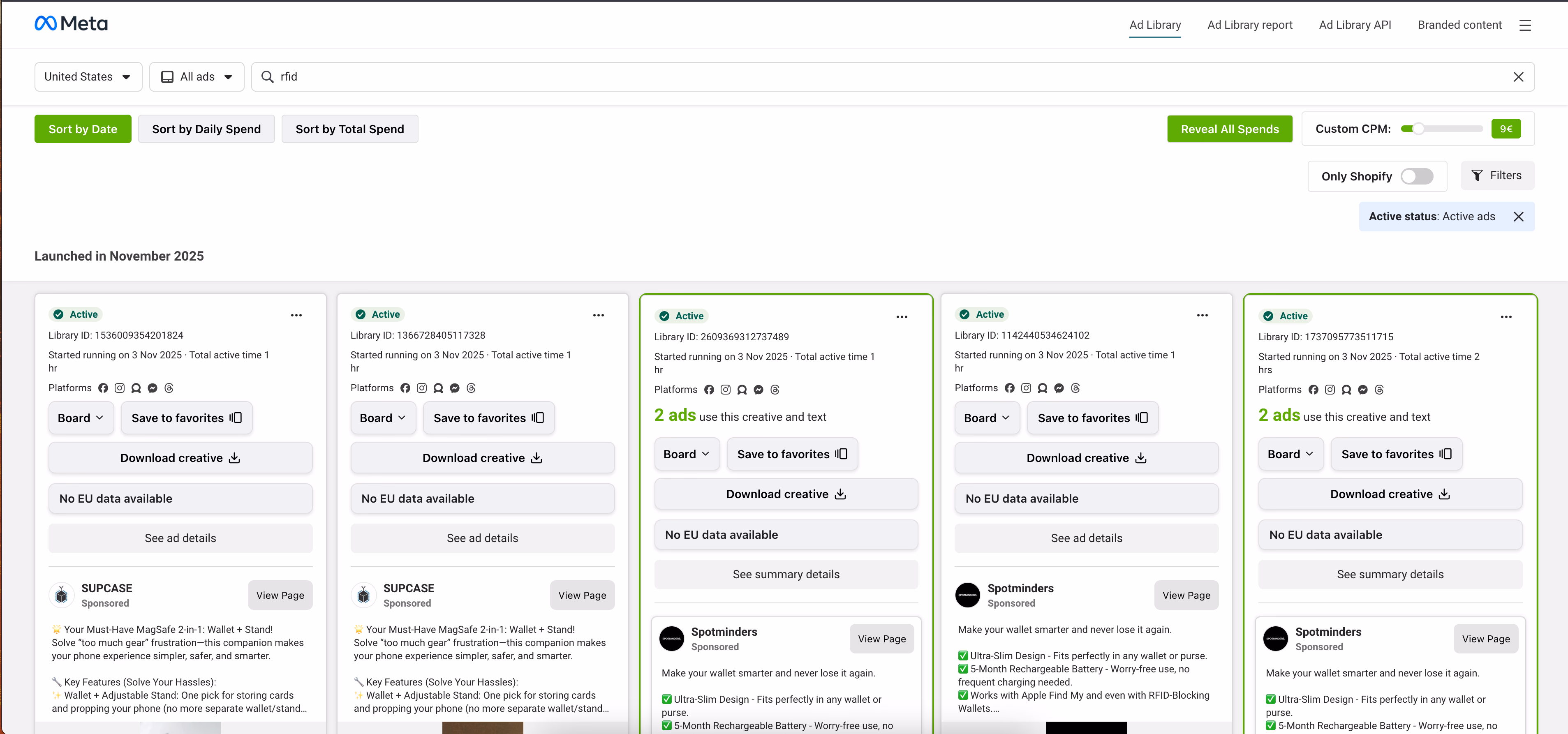 Facebook Ad Library Example