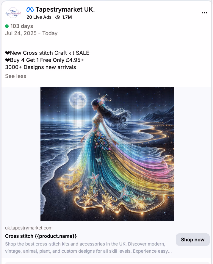 Woman Rainbow Dress Cross Stitch