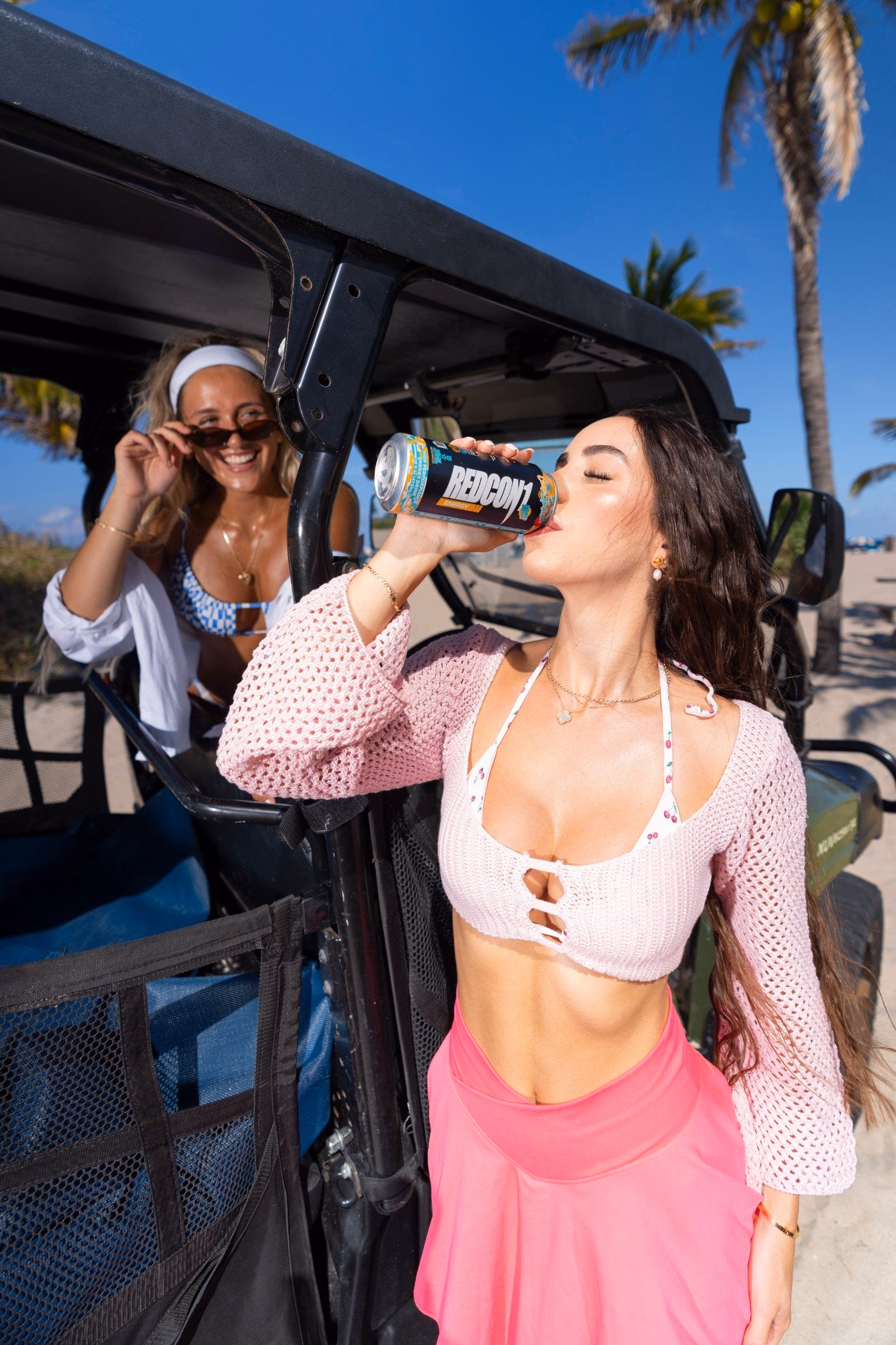 Woman Drinking Redcon1 Beach