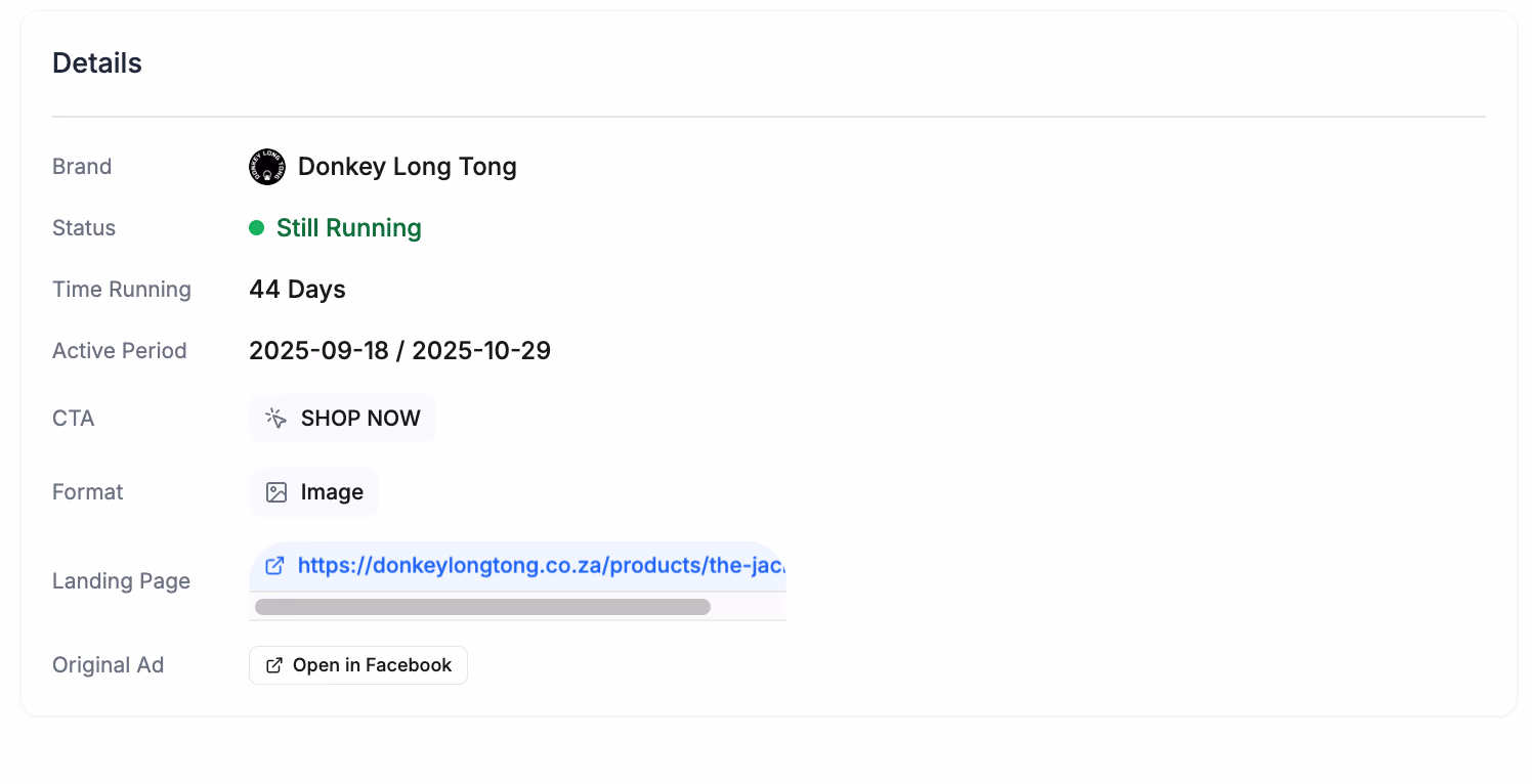 Ad Campaign Details Shown