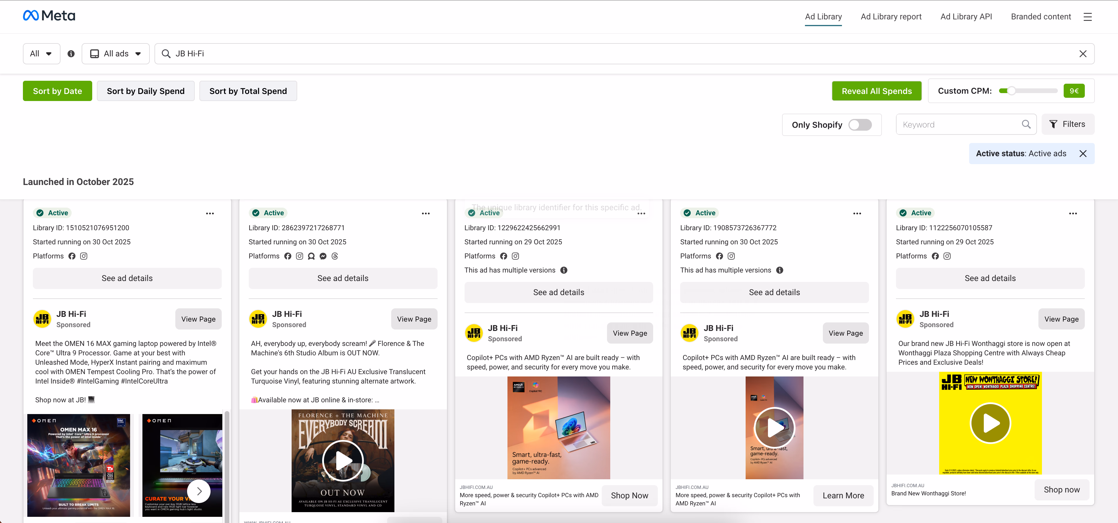 Ad Library View Jb Hi Fi