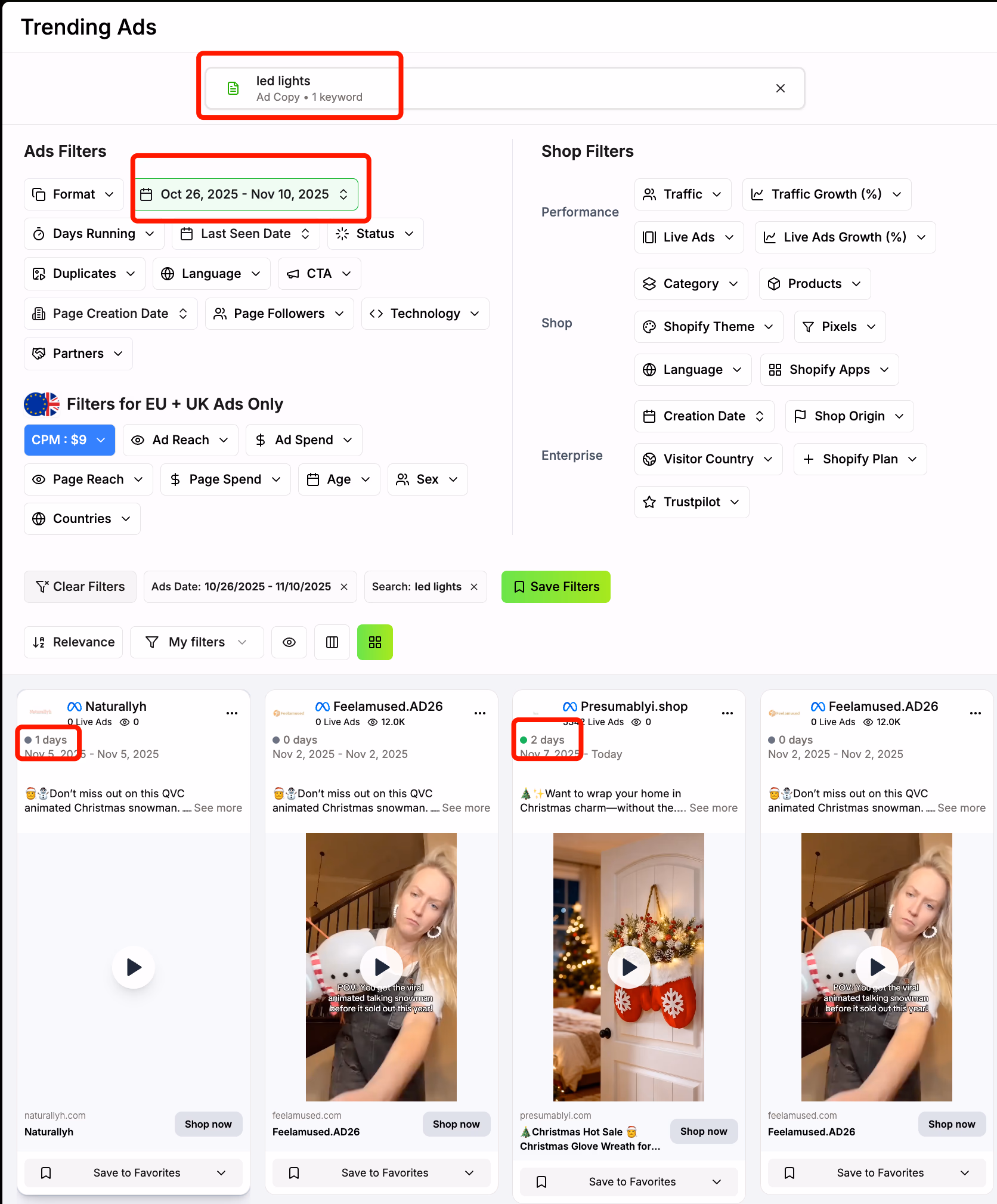 Ads Filters Shop Filters