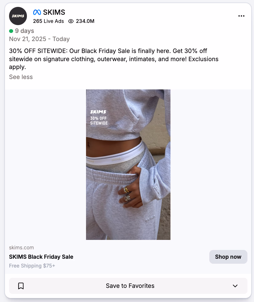 Skims Clothing Black Friday Sale