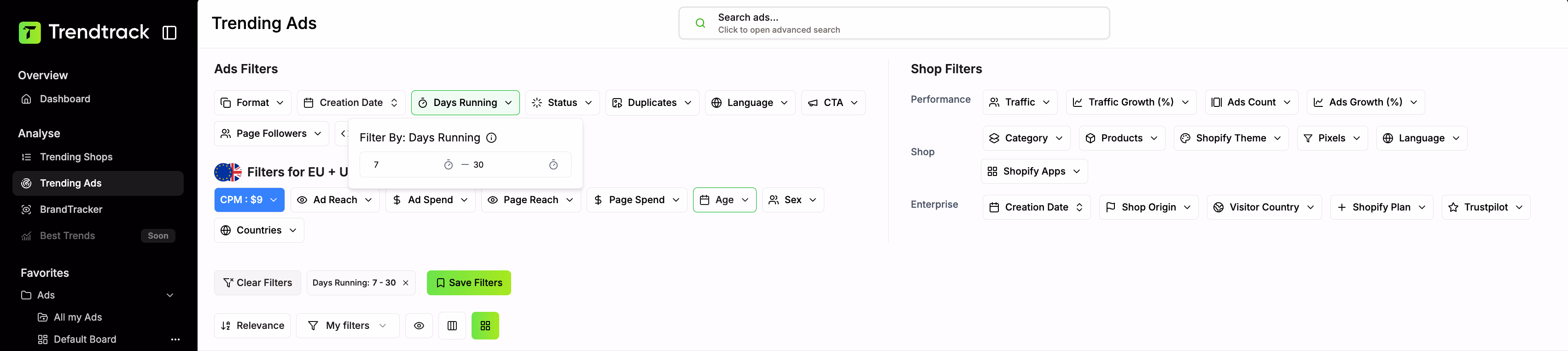 Ads Filter Control Panel