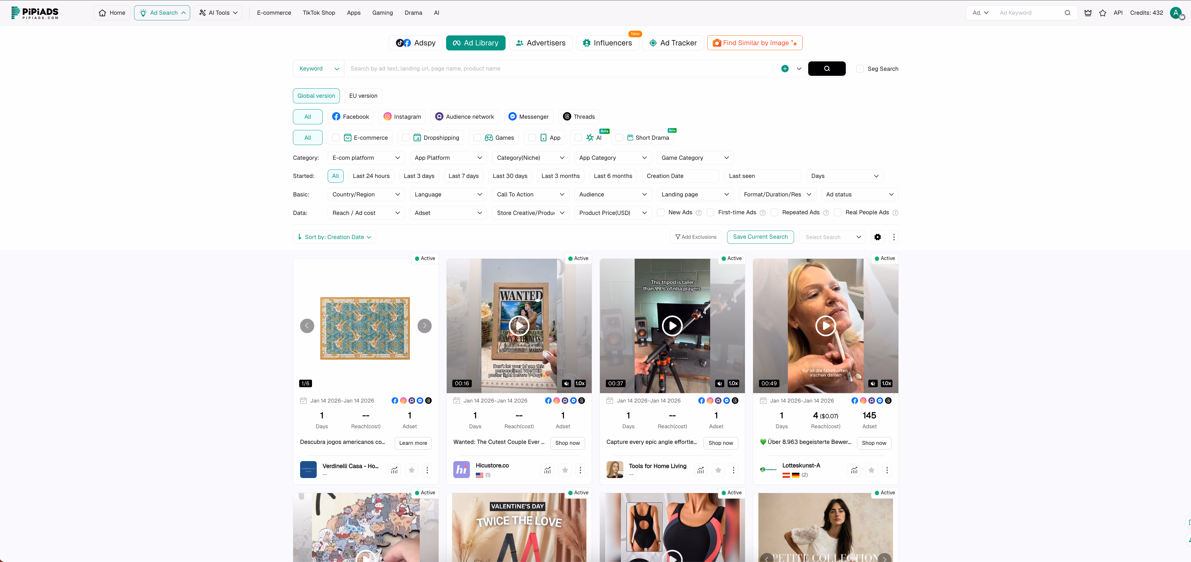 adspy ad search interface
