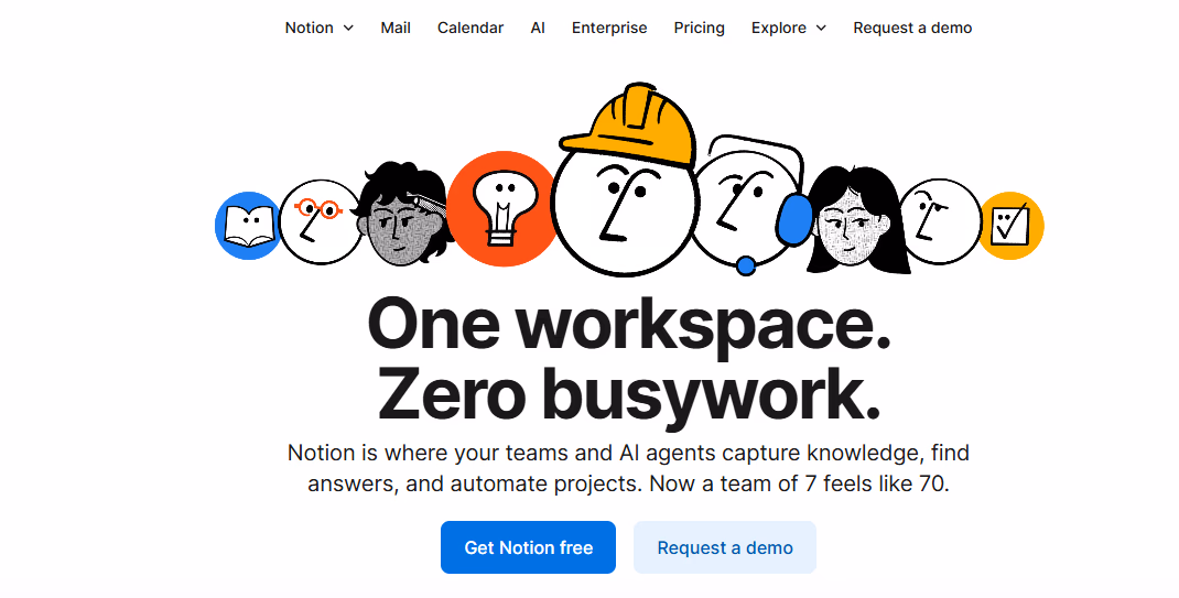 notion homepage website screenshot