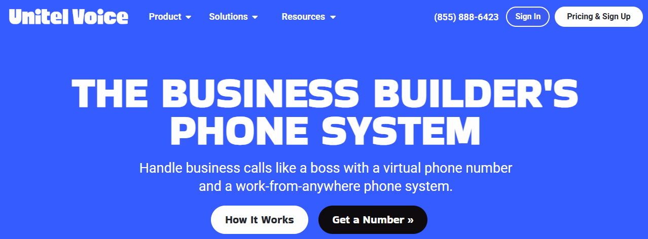 unitel voice website hero section