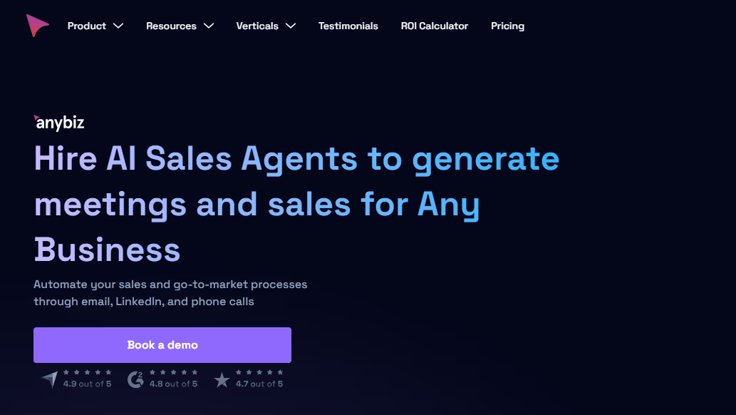 anybiz homepage ai sales