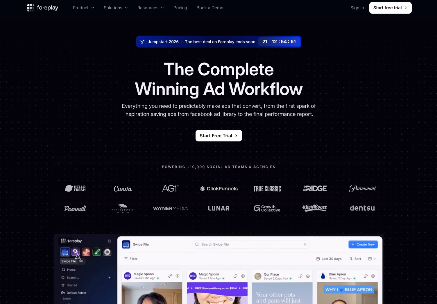 foreplay homepage ad workflow