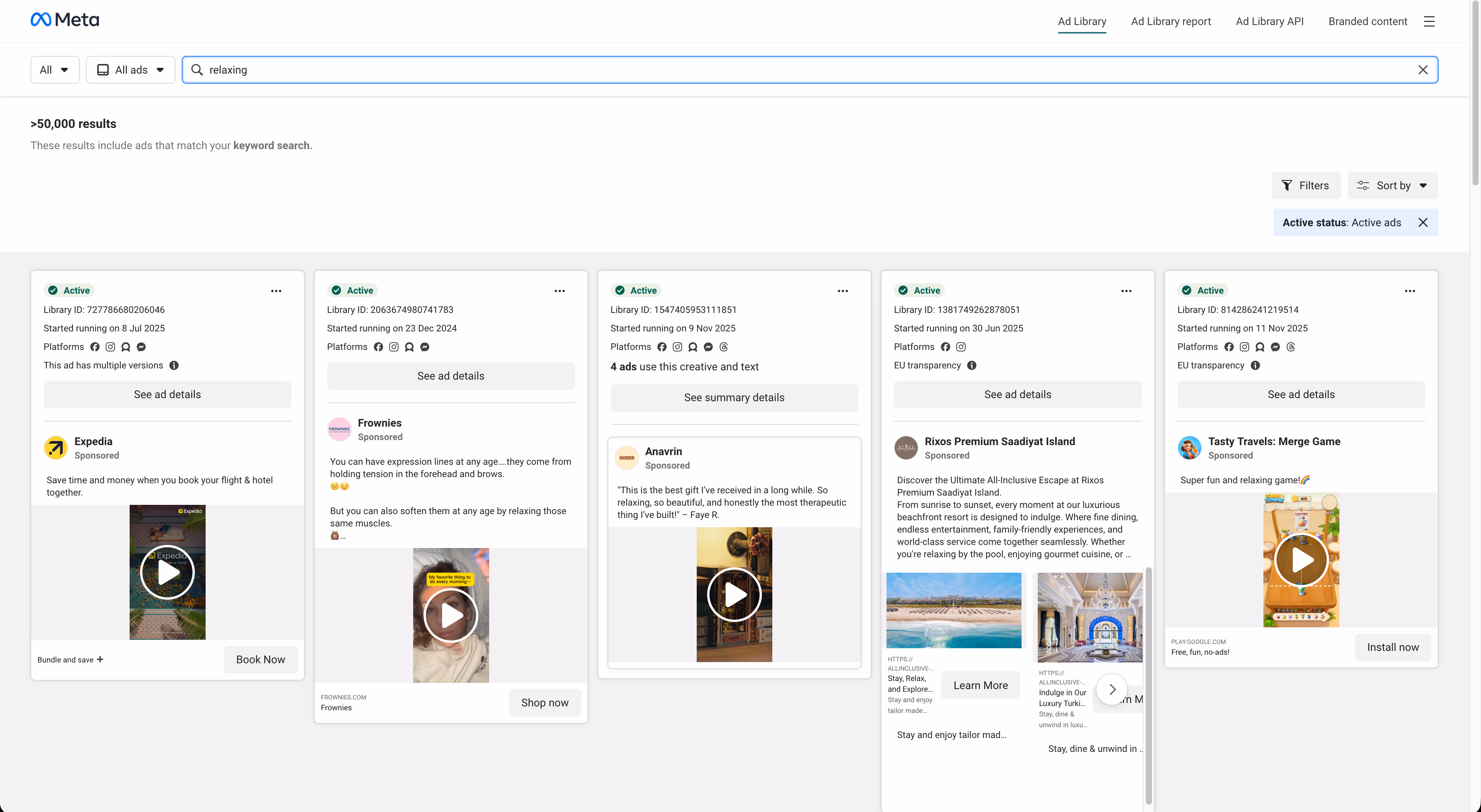meta facebook ad library