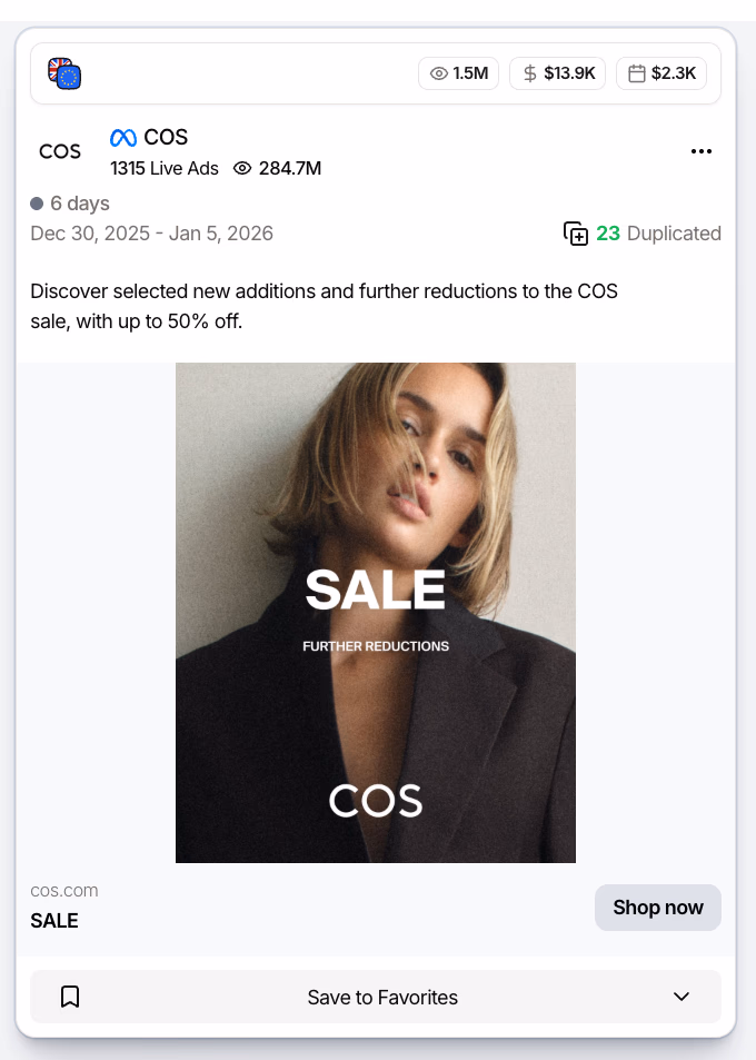 cos sale advertisement model