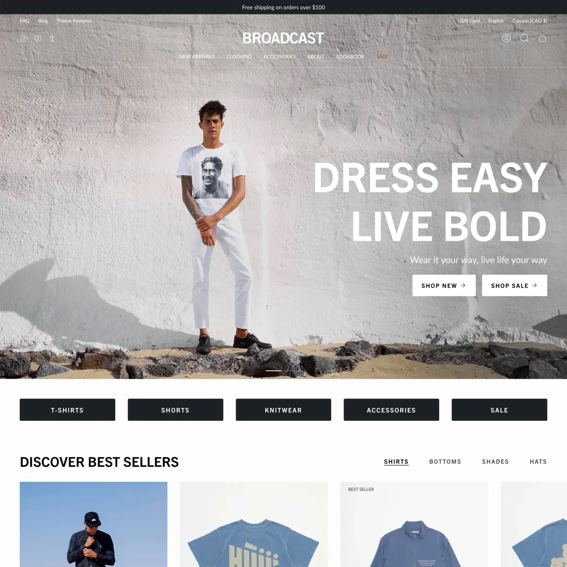 theme Broadcast shopify