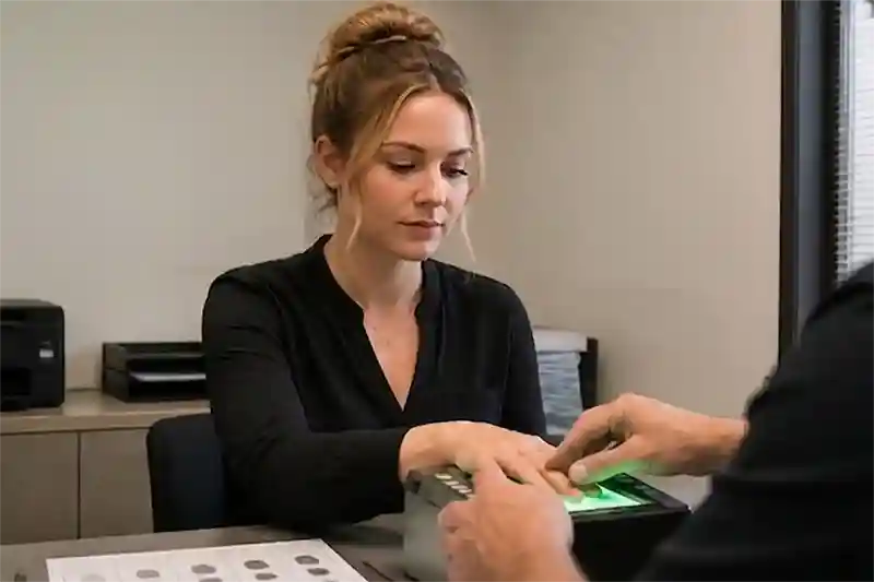 Live scan fingerprinting to request a criminal history record from the California DOJ