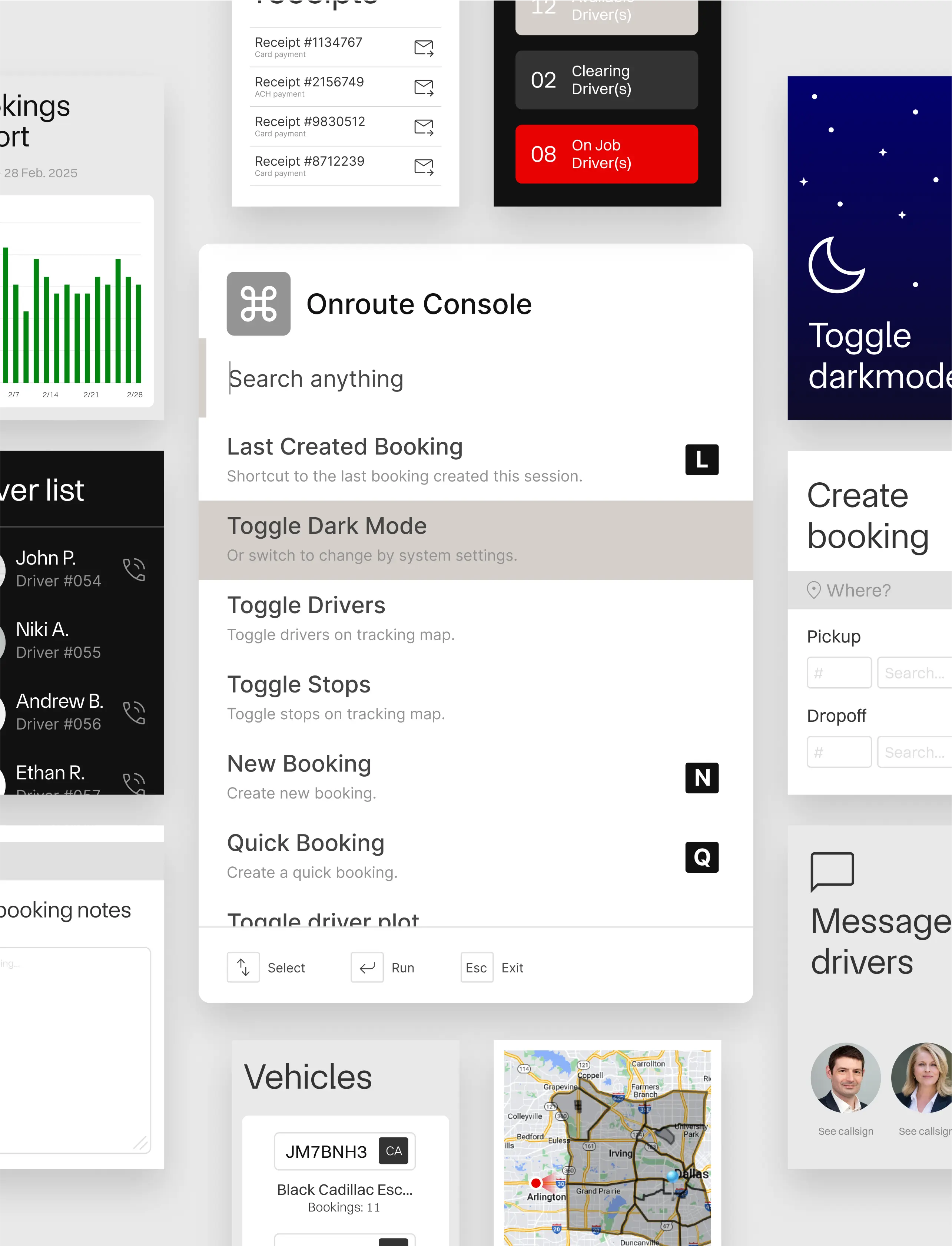 Onroute command console custom web design graphic
