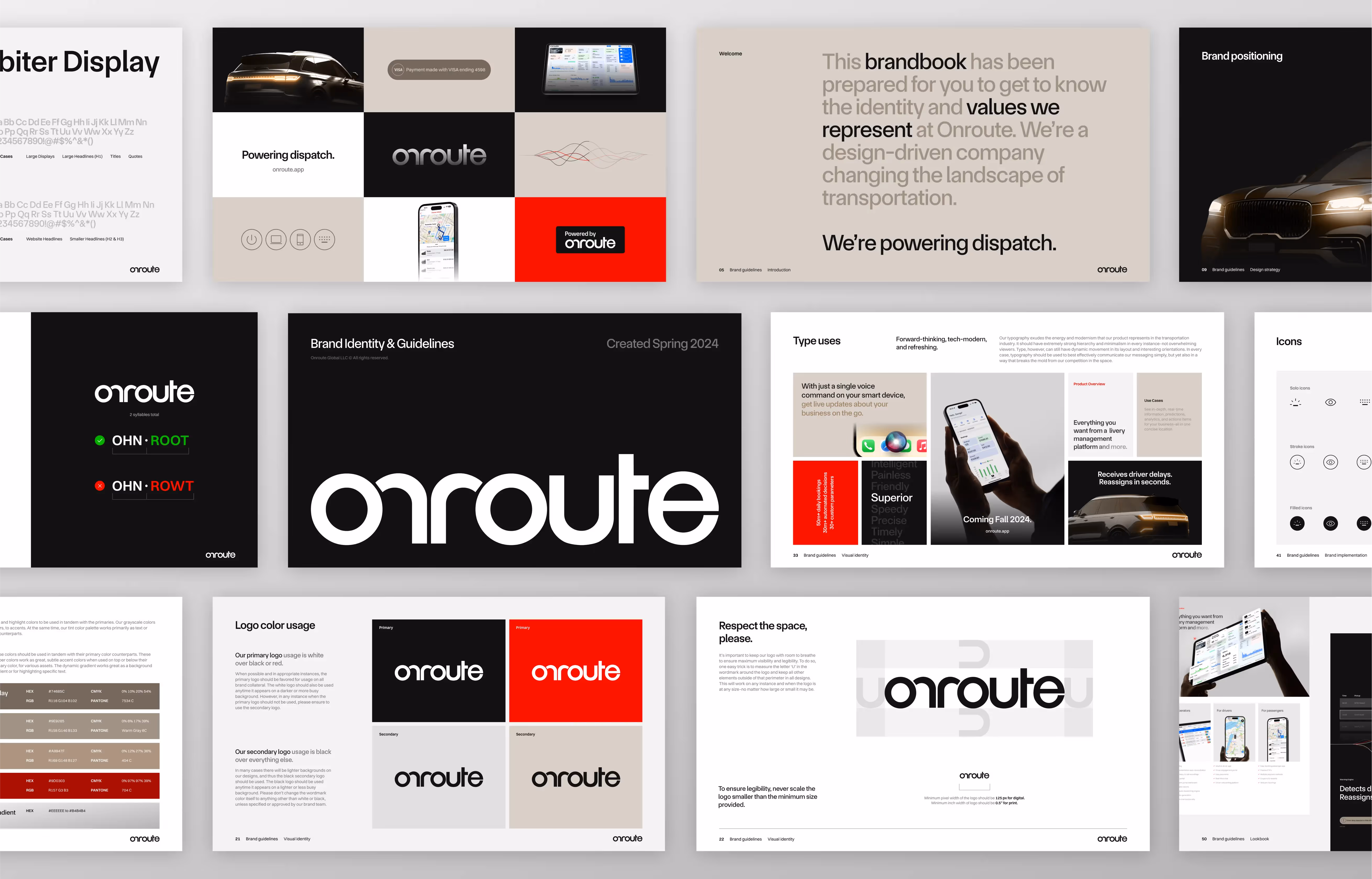 Modern car hire saas brand guidelines design Onroute