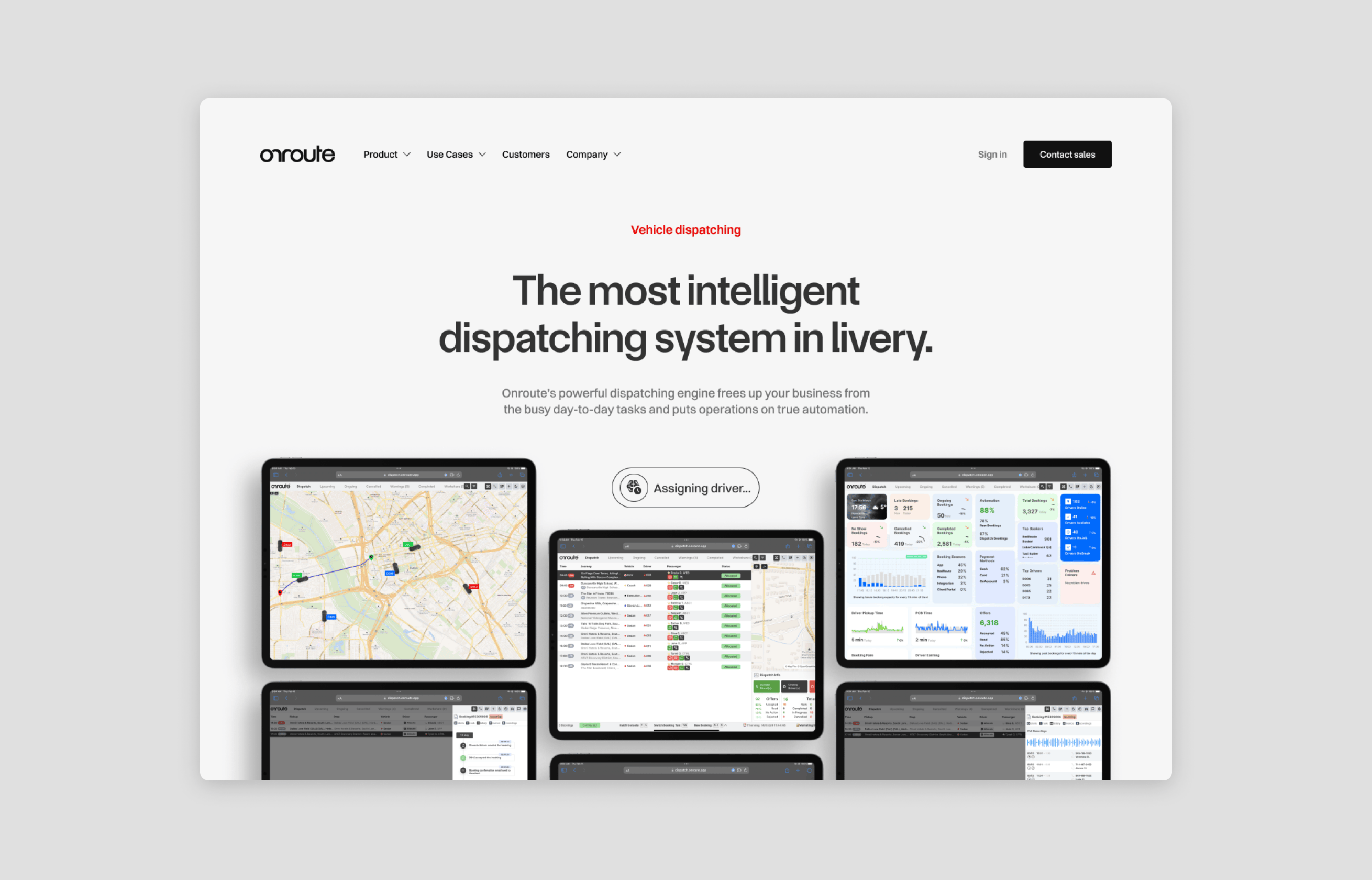 Feature page designs for modern Saas software Onroute