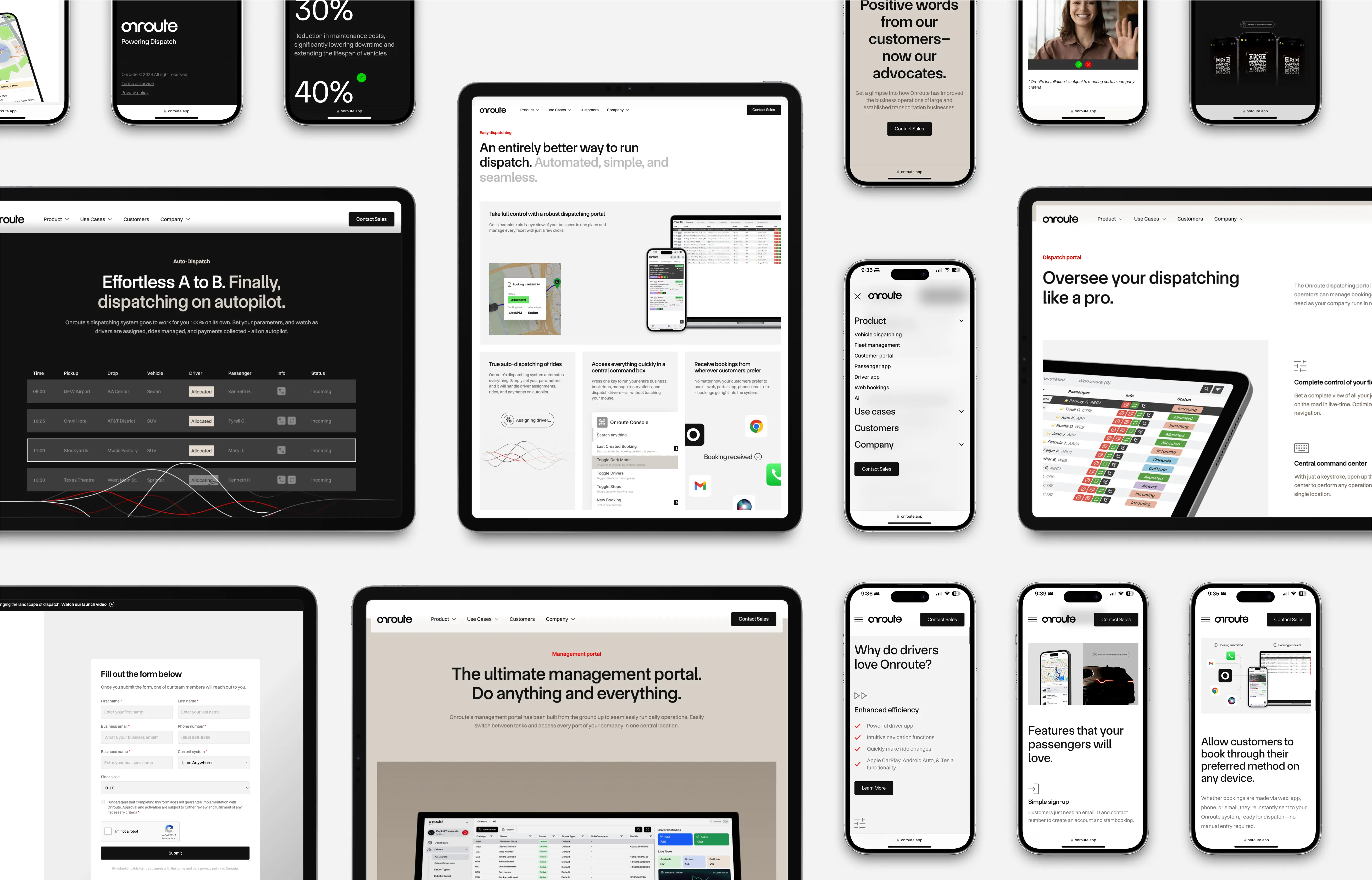 Beautiful, cinematic web design for Onroute brand identity