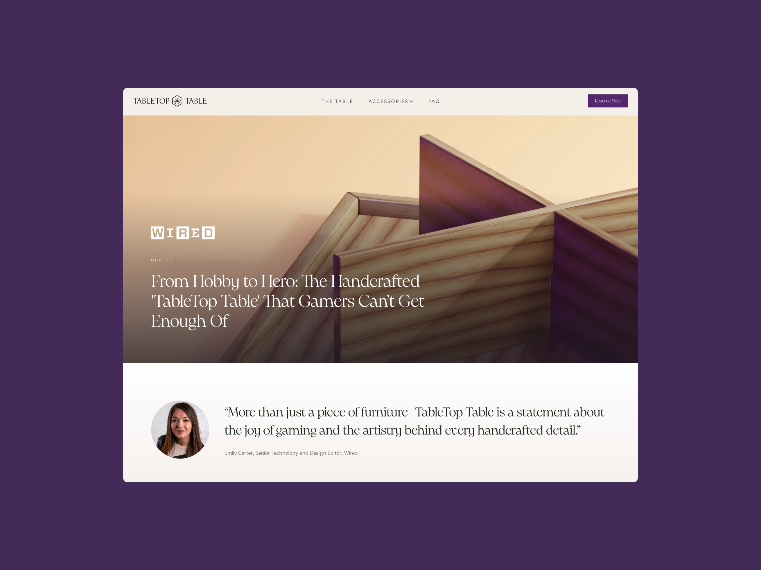 News page website design for gaming table company