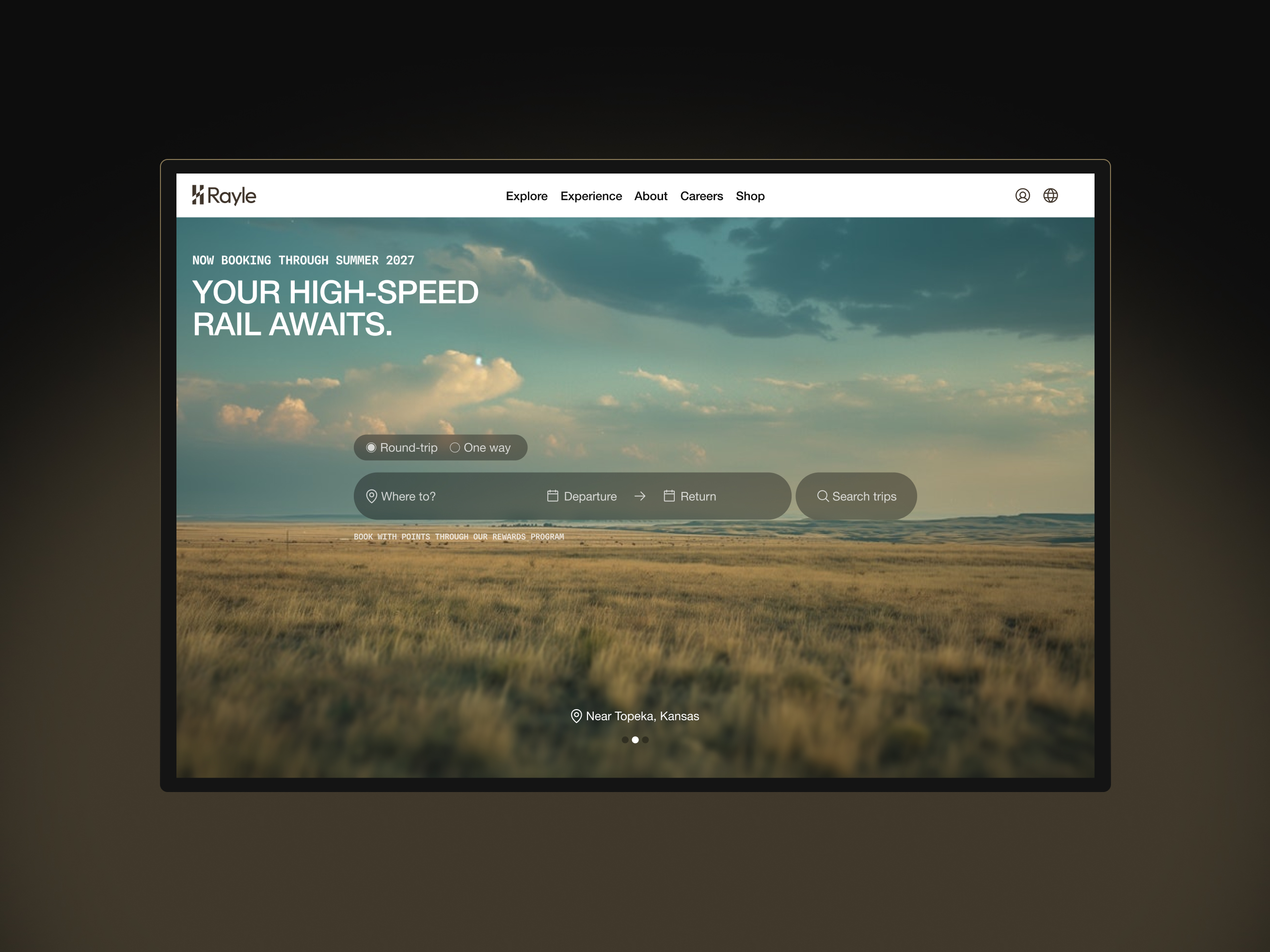 Make a booking homepage for Rayle train website design