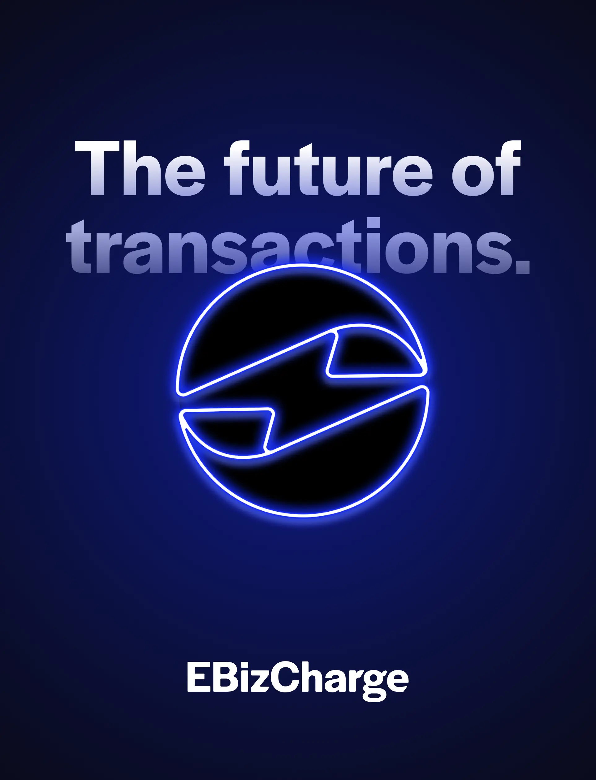 Glowing neon logo for EBizCharge brand identity