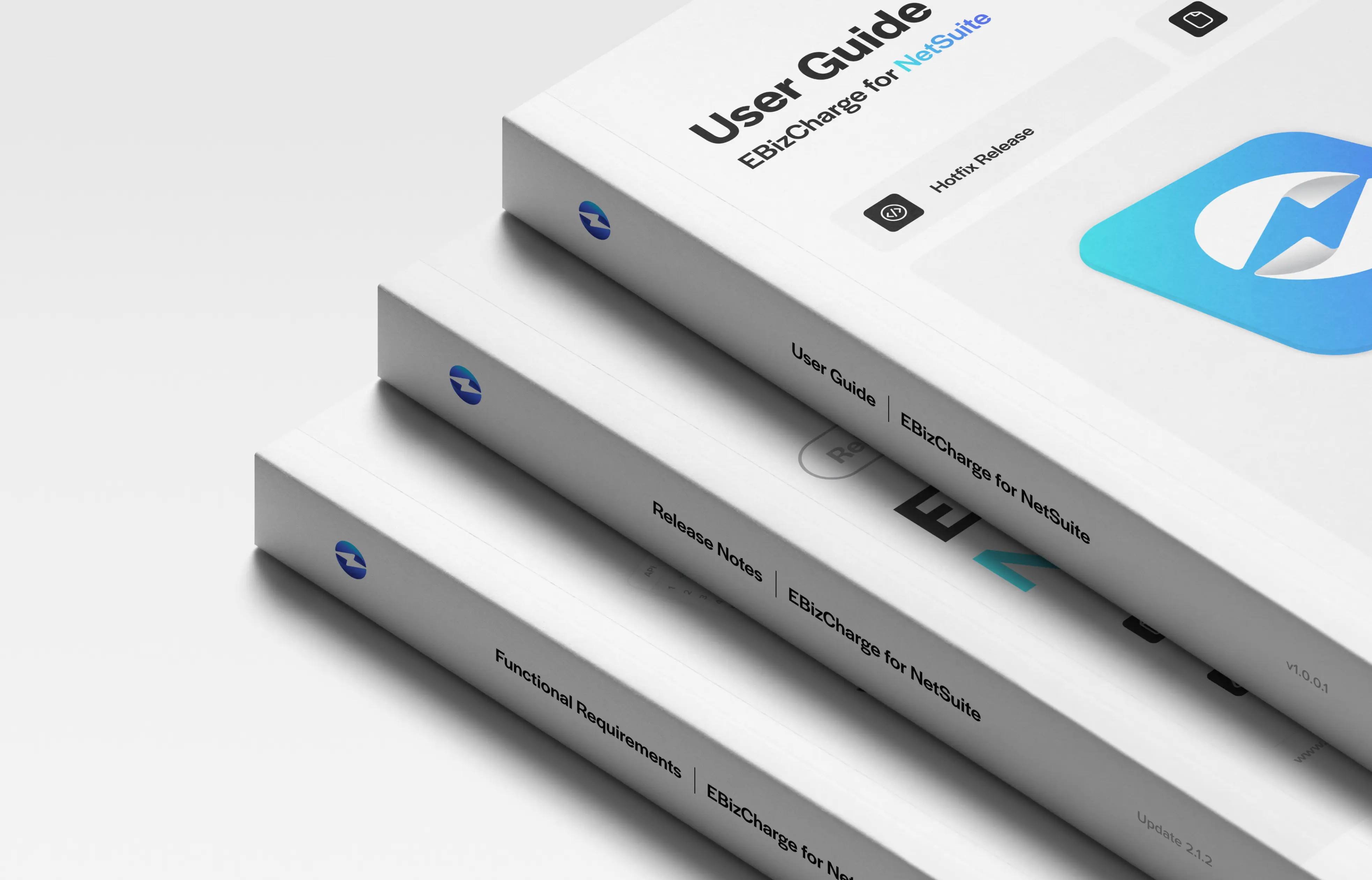 Technical document cover graphic designs for EBizCharge identity