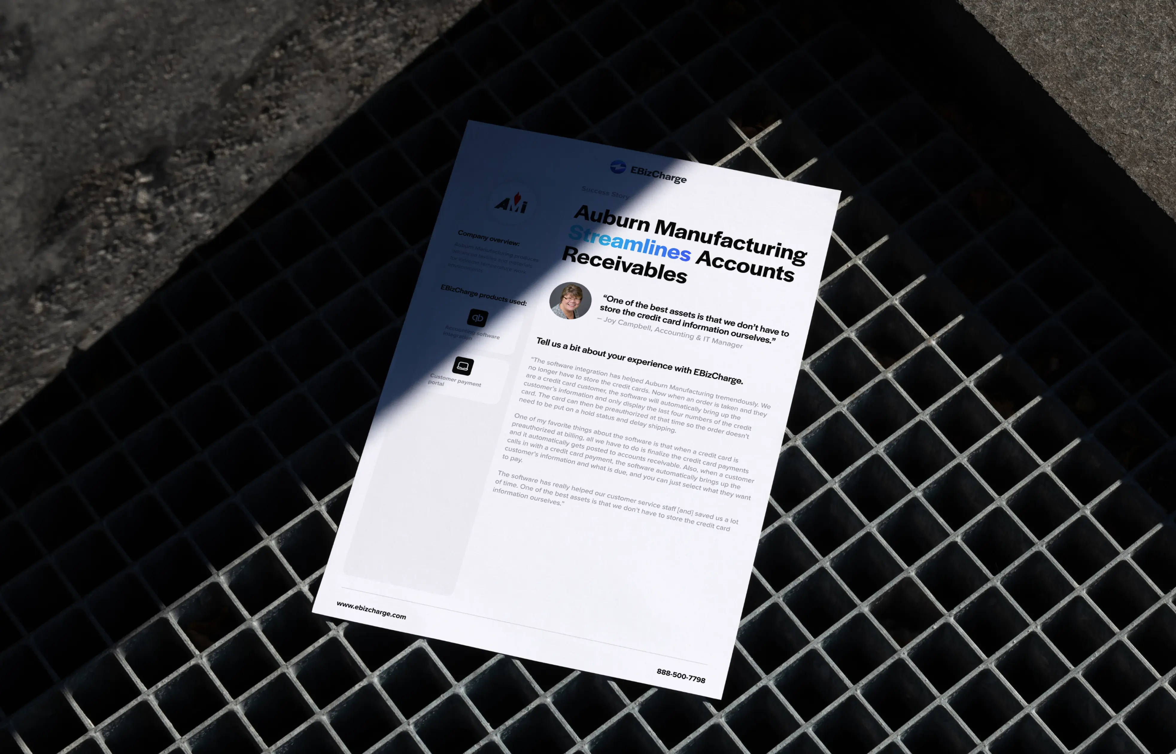 Custom print flyer design for finance software EBizCharge