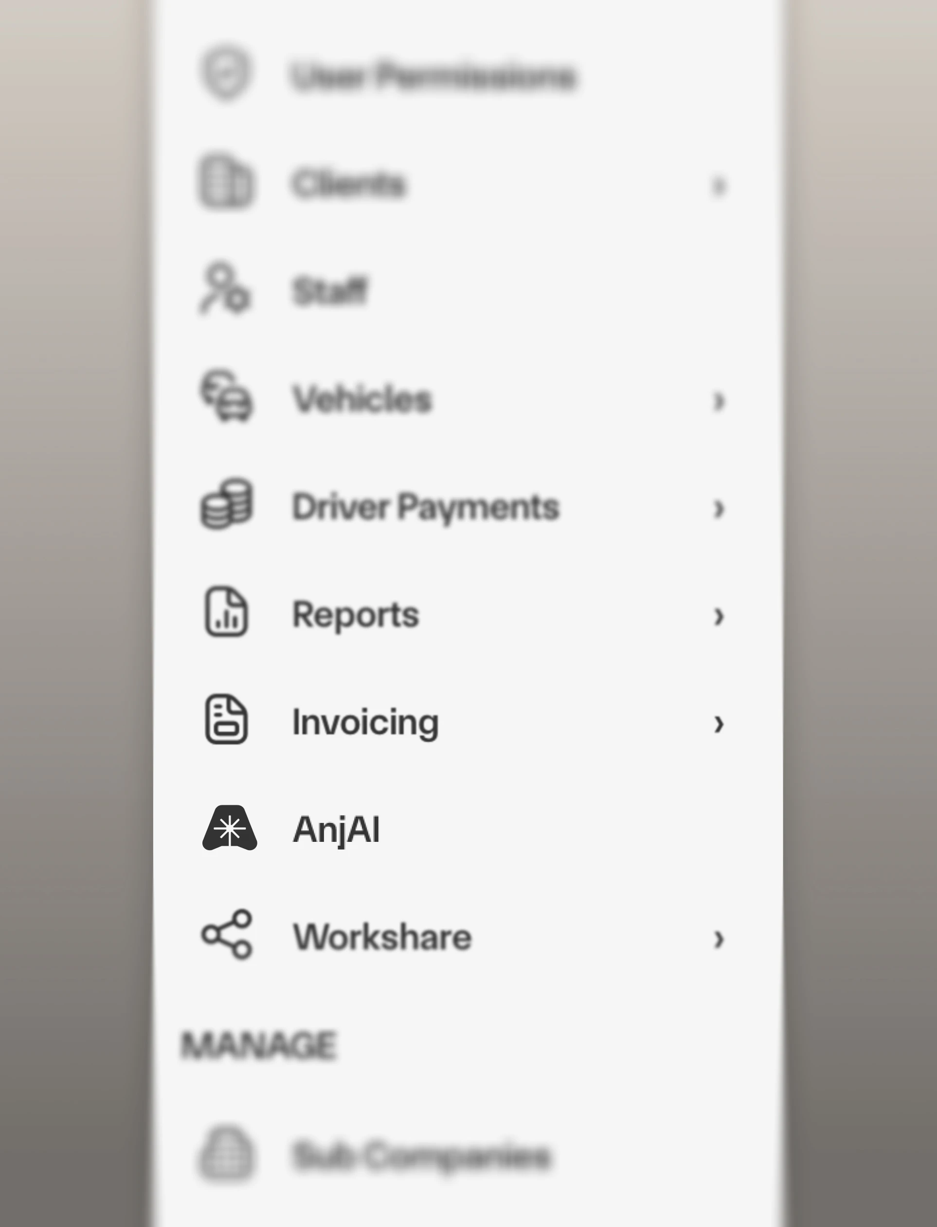 AI logo design inside Saas UI sidebar and other icons