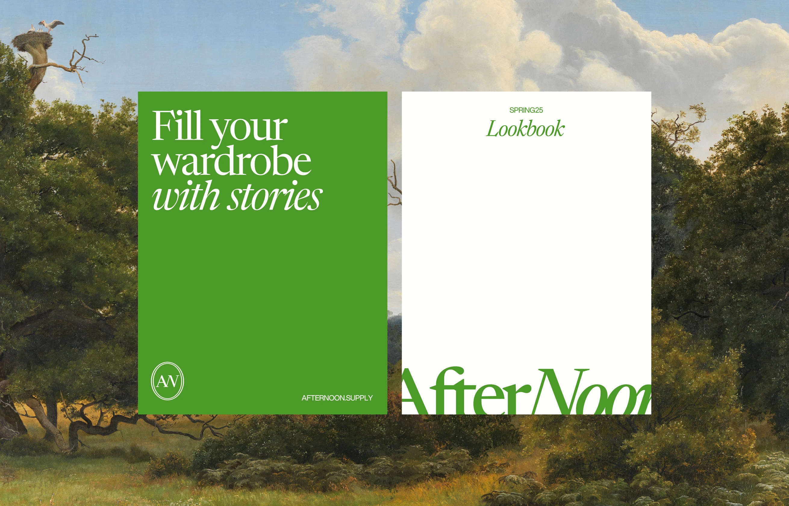 Fashion lookbook cover design for online thrift store called Afternoon