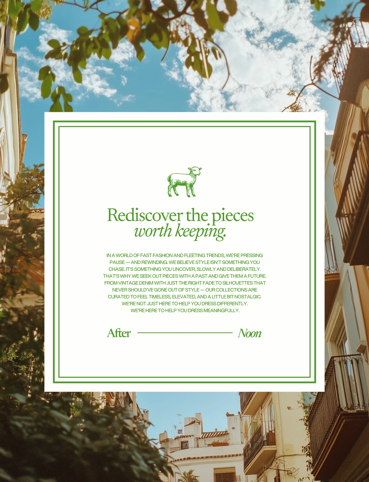 European nostalgic timeless social media post design for Afternoon