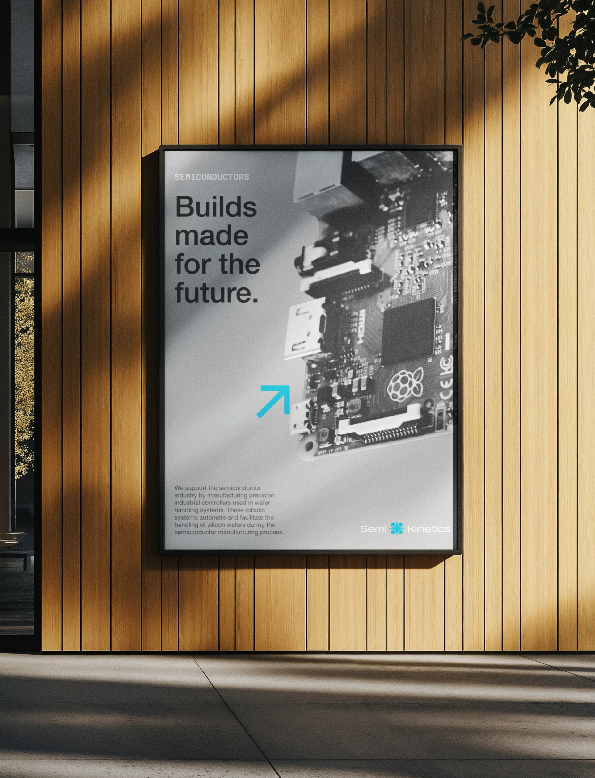 Computer part manufacturing advertisement poster design for Semi-Kinetics