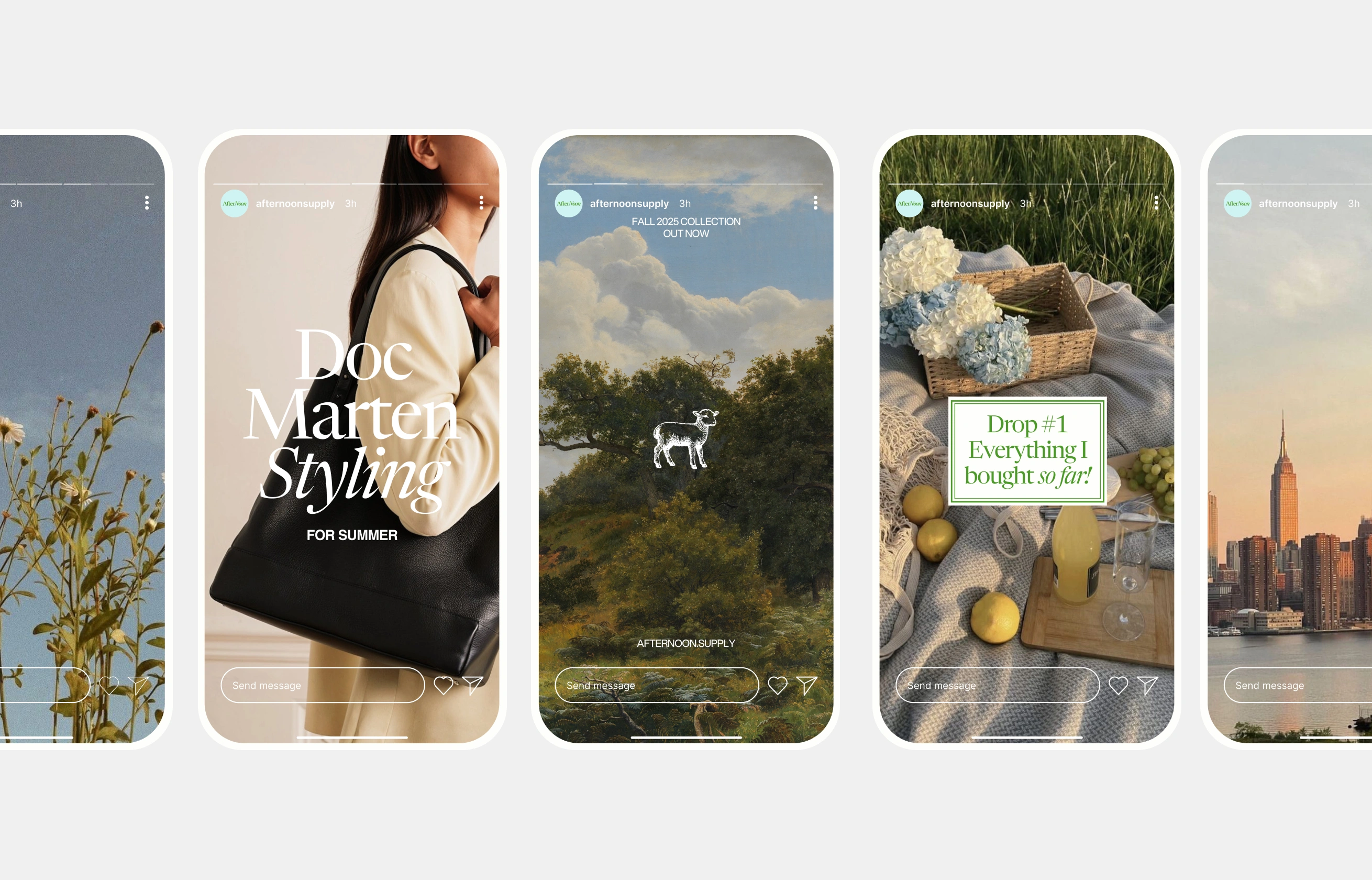 Social media story mobile designs for Afternoon online thrift shop