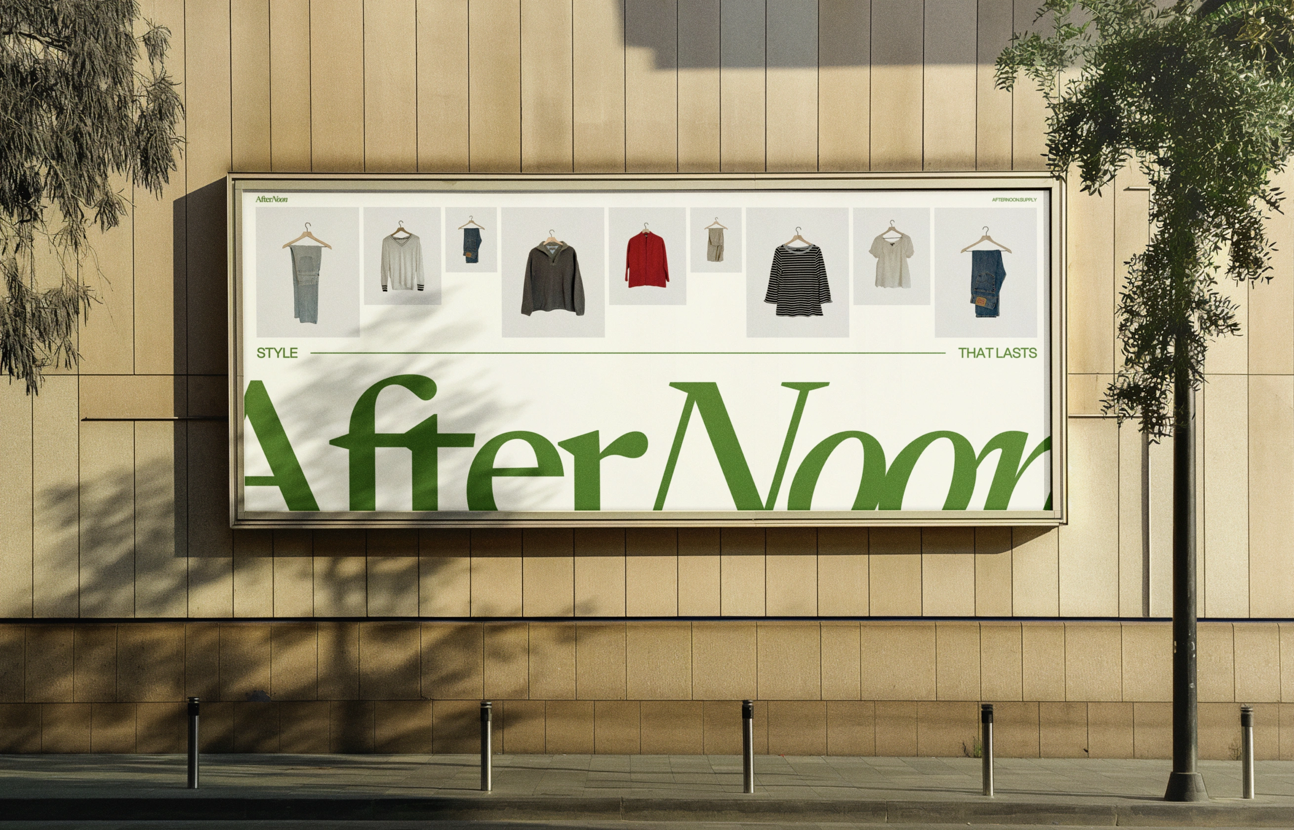 Clothing billboard ad design for Afternoon online thrift store