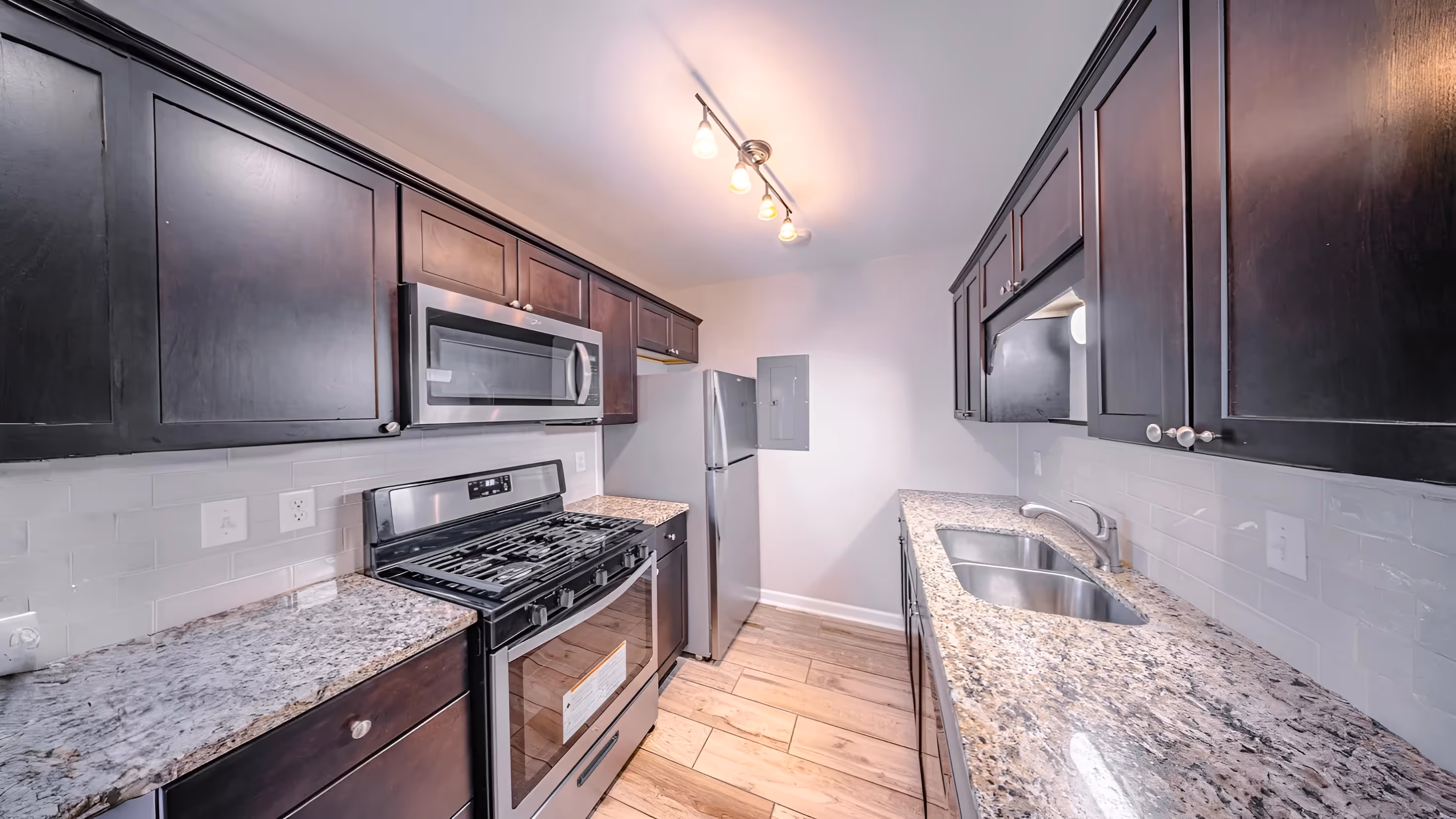 Modern kitchen inside The Ridge apartments in Marietta, GA