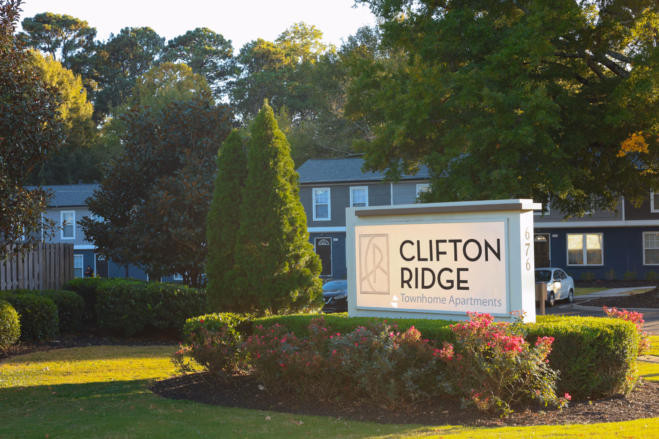 The Ridge townhomes in Marietta, GA with lush landscaping