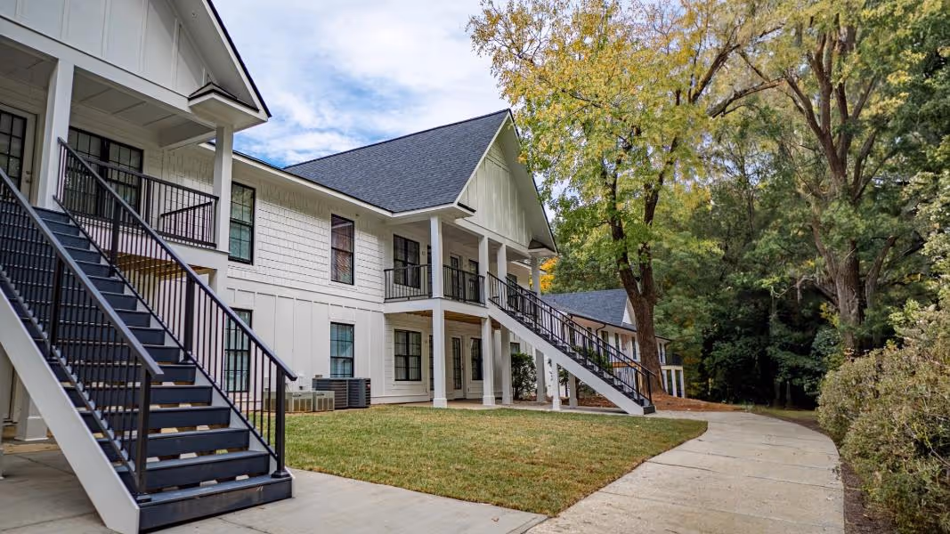 Modern exterior of The Apex apartment rentals in Marietta, GA
