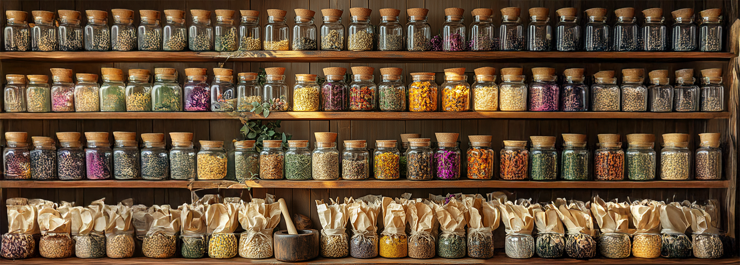 Herbal journal and grimoire with pressed herbs