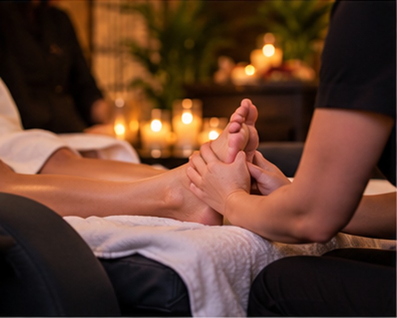 Reflexology treatment in the Reflexology Plus lounge