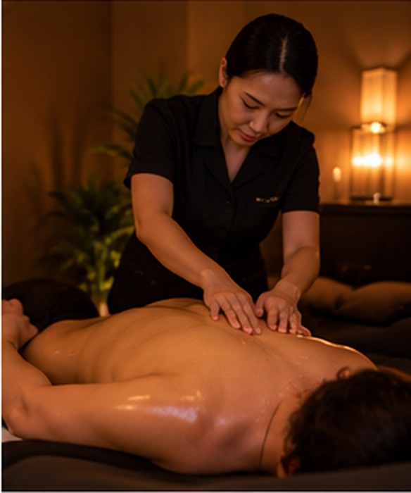 Full-body massage in a private room at Reflexology Plus