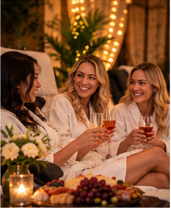 Friends relaxing together in the Reflexology Plus lounge